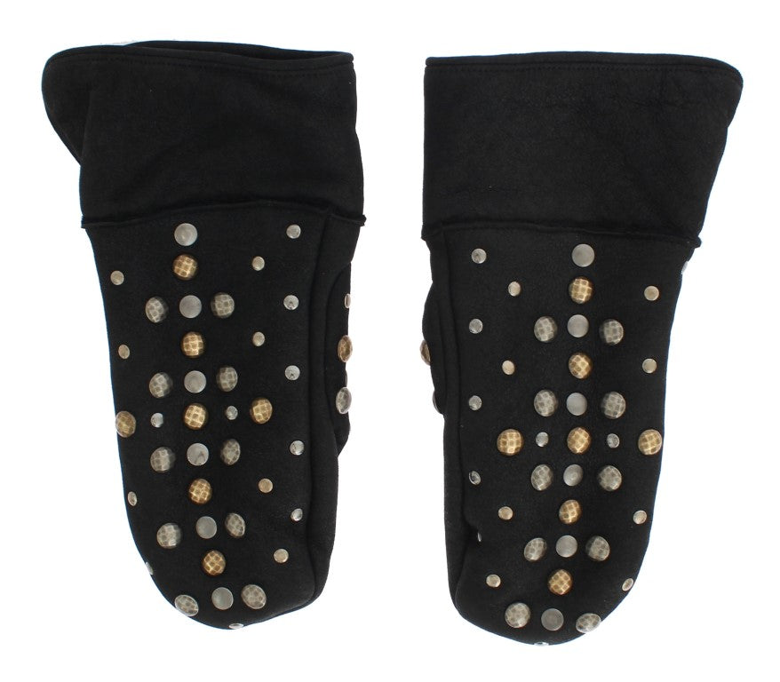 Dolce & Gabbana Gray Wool Shearling Studded Gloves LUNESCAPE