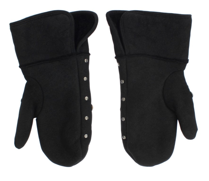 Dolce & Gabbana Gray Wool Shearling Studded Gloves LUNESCAPE