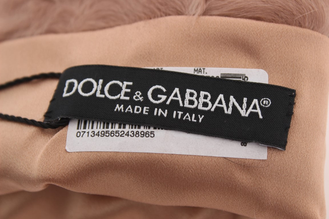 Dolce & Gabbana Beige Suede Xiangao Fur Elbow Gloves LUNESCAPE