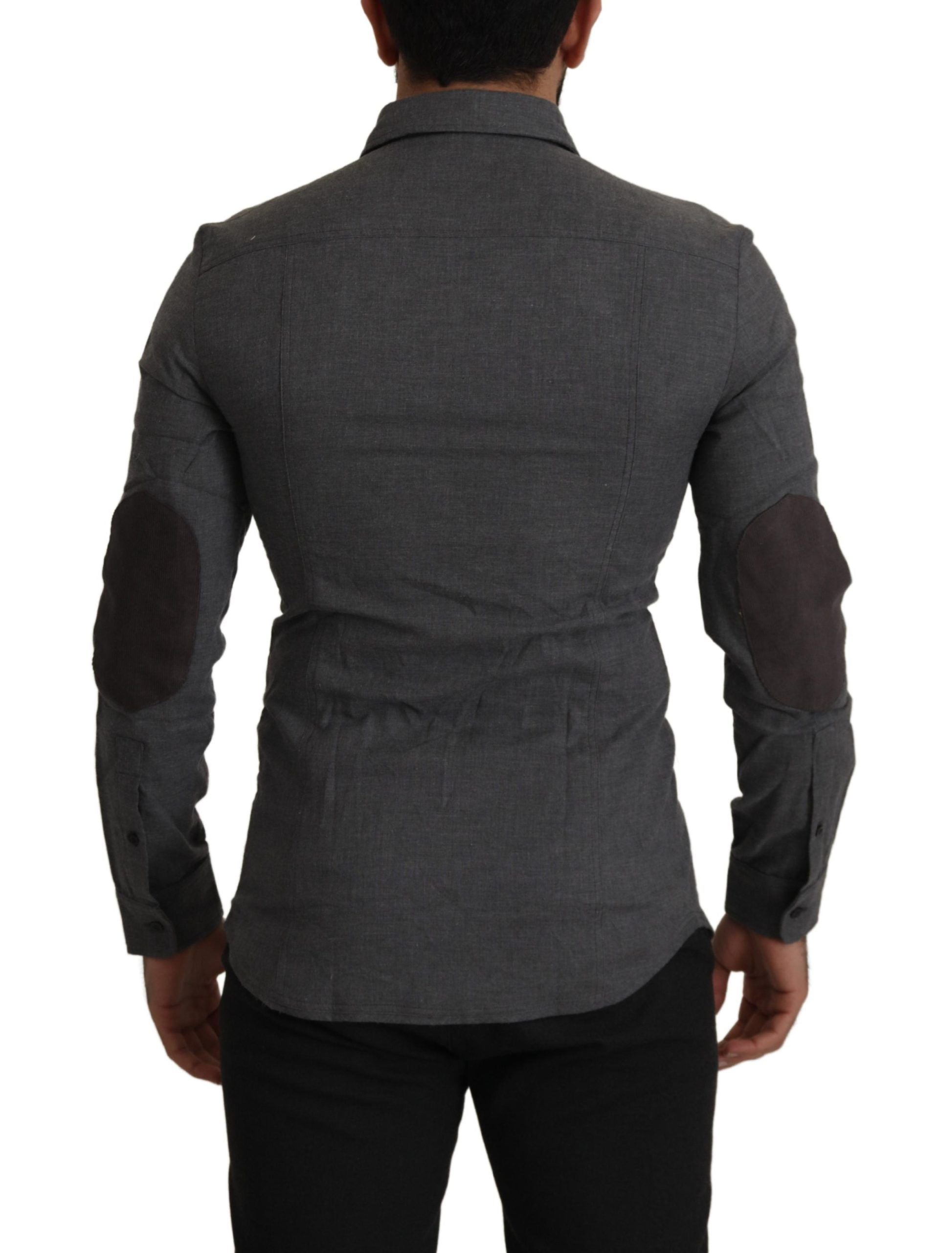 Costume National Dark Gray Cotton Casual Mens Shirt LUNESCAPE