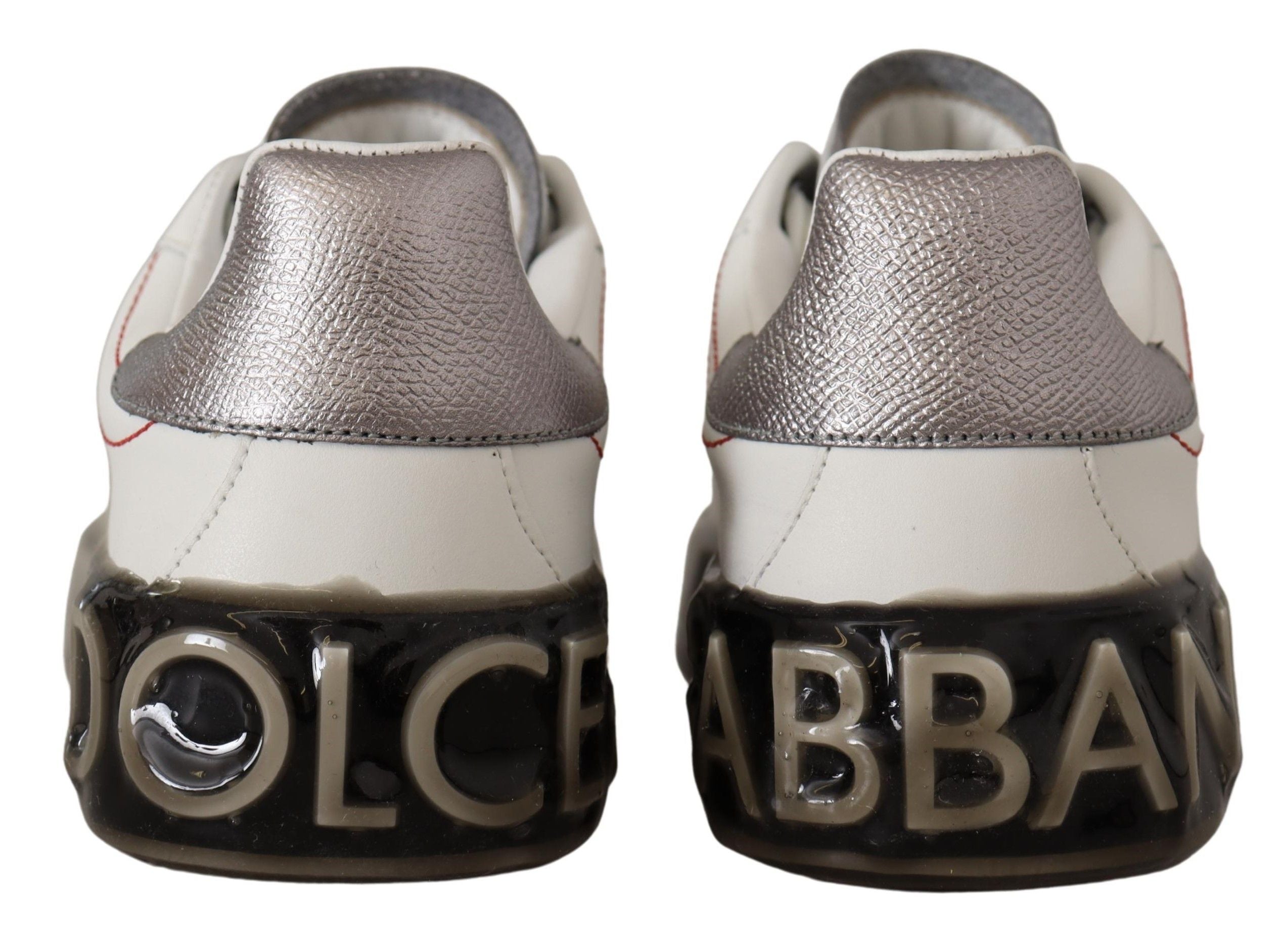 Dolce & Gabbana White Leather Shoes Womens Logo Portofino Sneakers LUNESCAPE