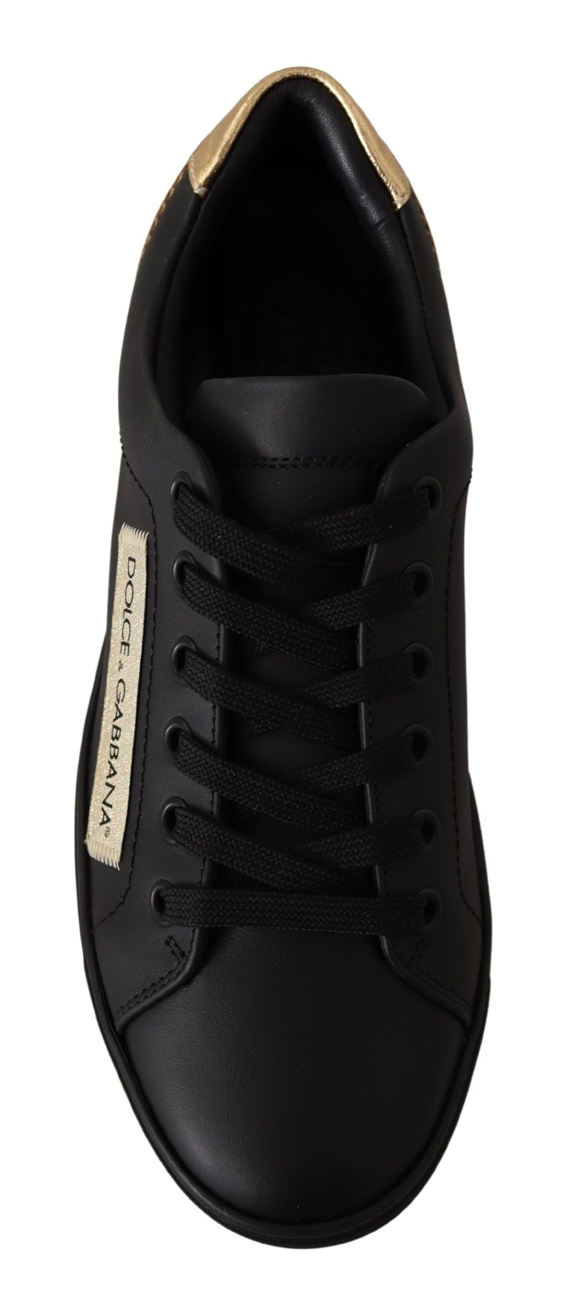 Dolce & Gabbana Chic Black and Gold Low-top Leather Sneakers LUNESCAPE