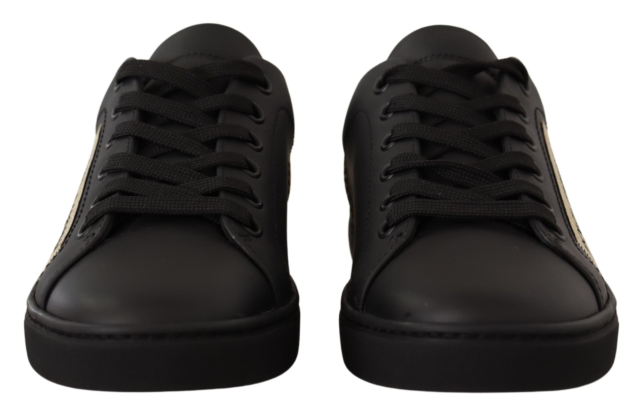 Dolce & Gabbana Chic Black and Gold Low-top Leather Sneakers LUNESCAPE