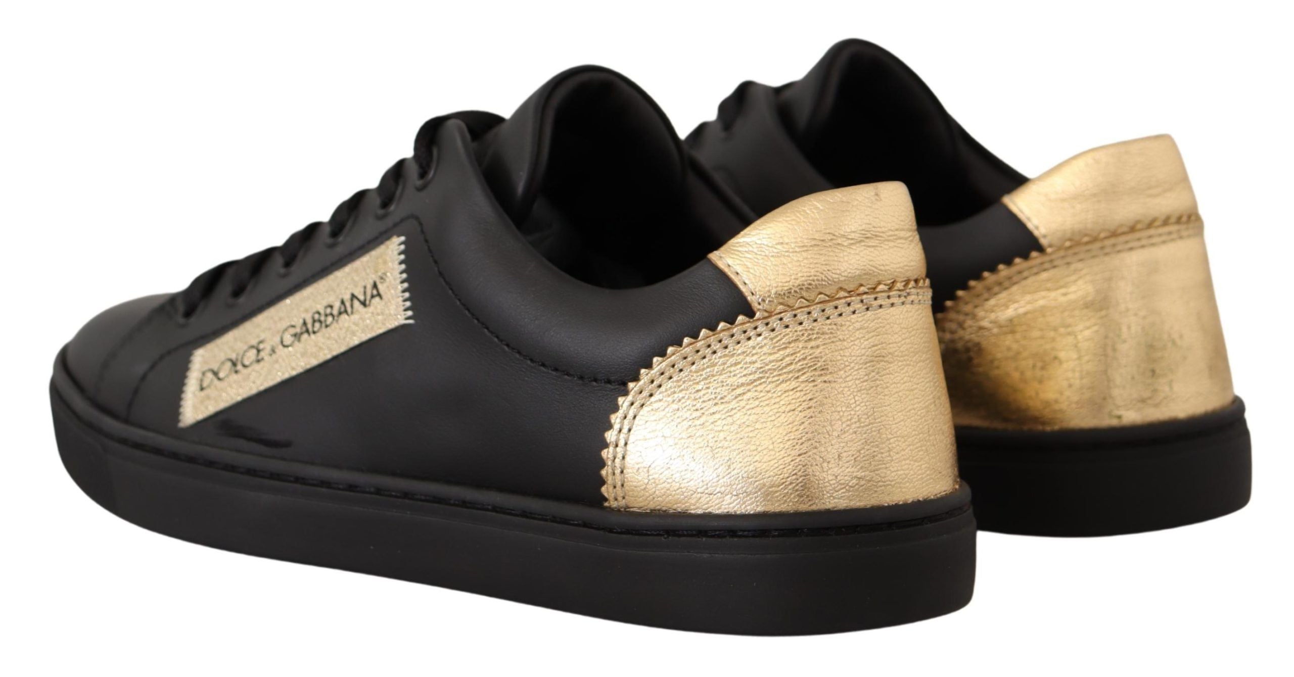 Dolce & Gabbana Chic Black and Gold Low-top Leather Sneakers LUNESCAPE