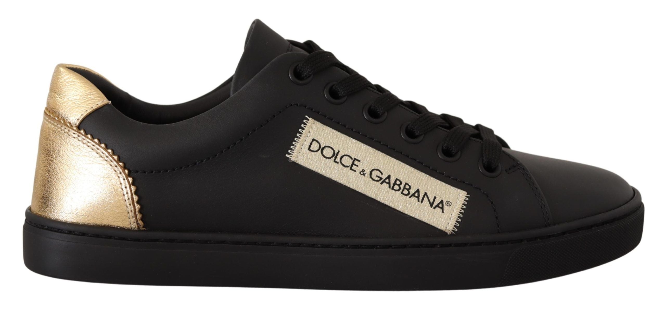 Dolce & Gabbana Chic Black and Gold Low-top Leather Sneakers LUNESCAPE