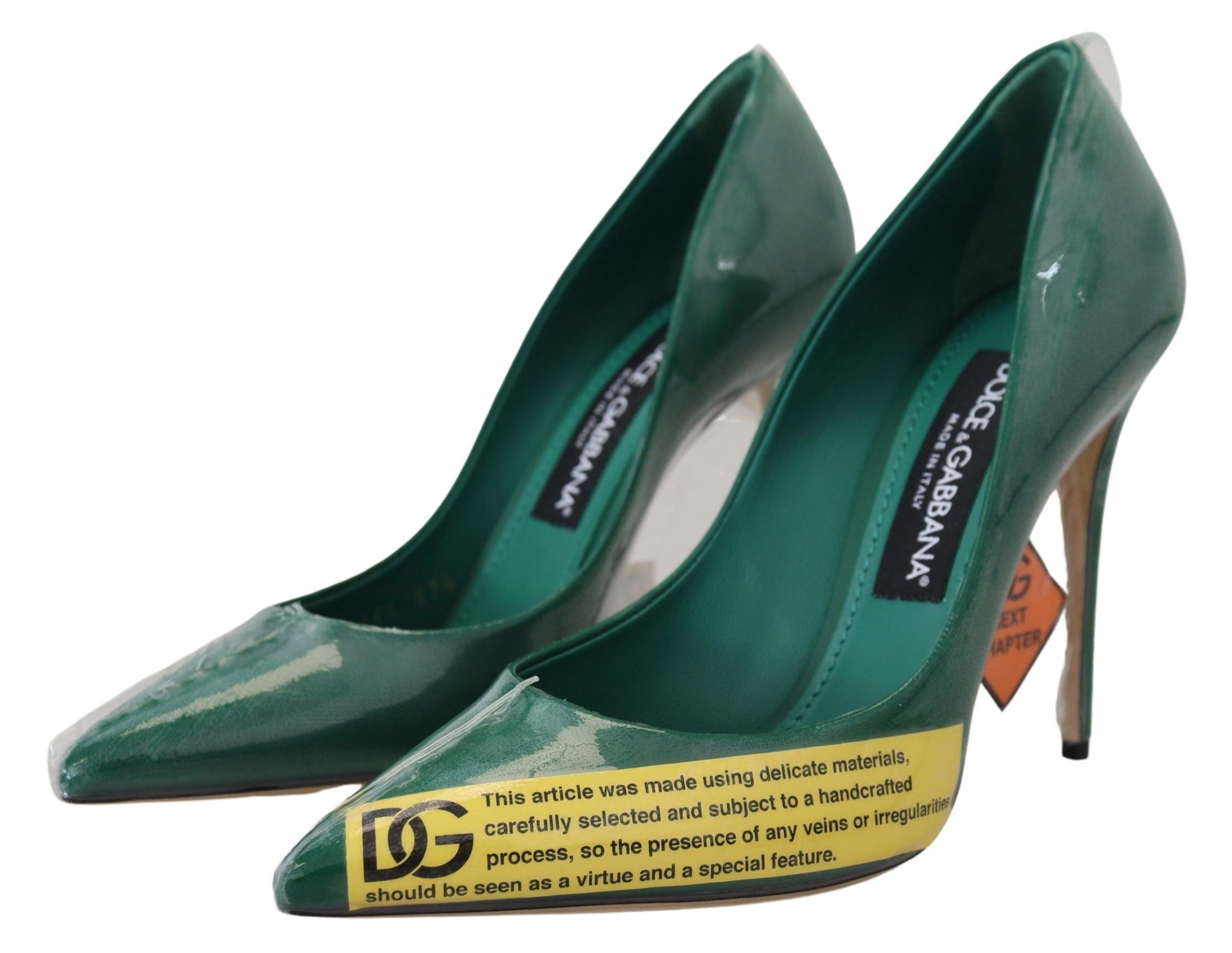 Dolce & Gabbana Green Leather Heels Pumps Plastic Shoes LUNESCAPE