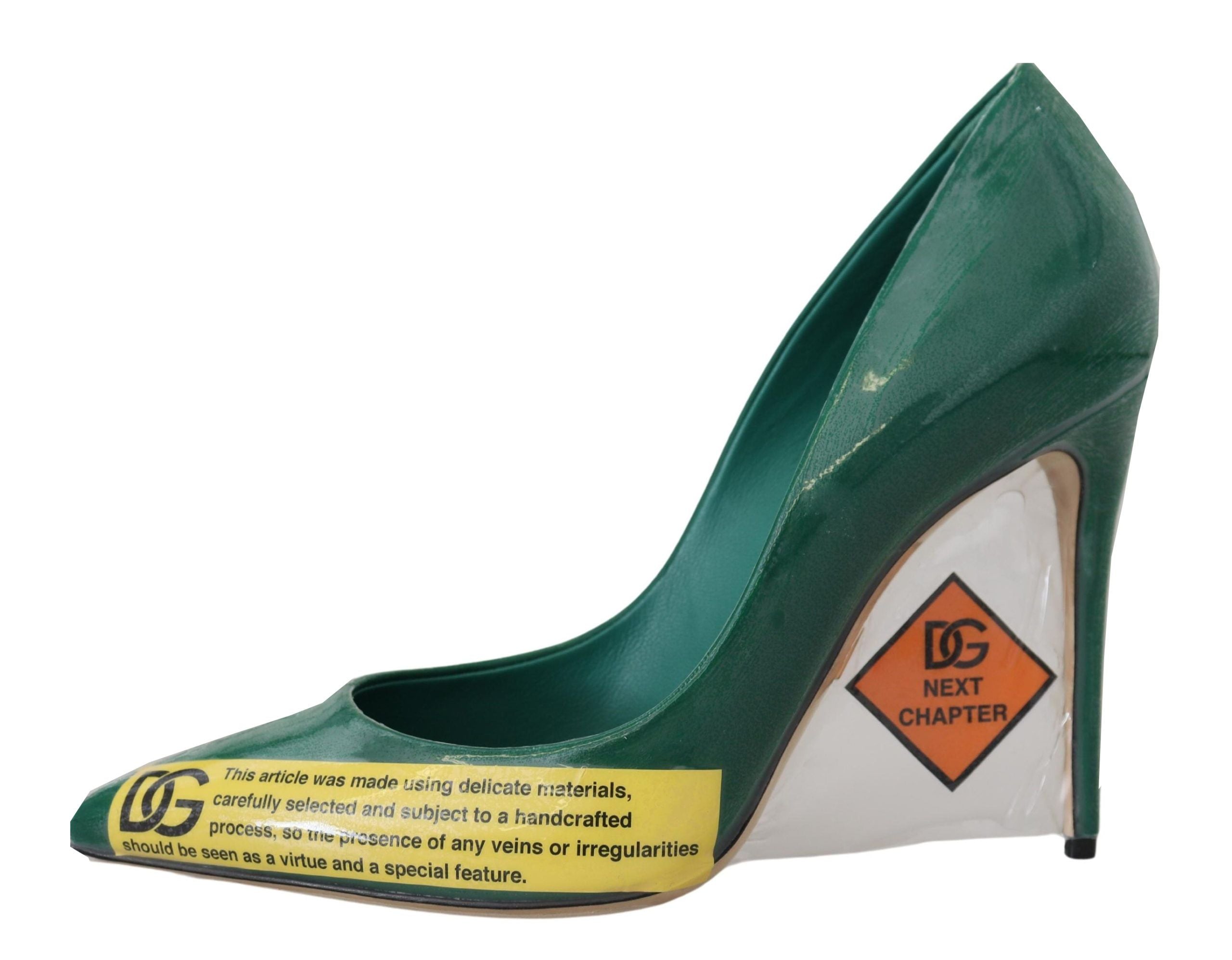 Dolce & Gabbana Green Leather Heels Pumps Plastic Shoes LUNESCAPE