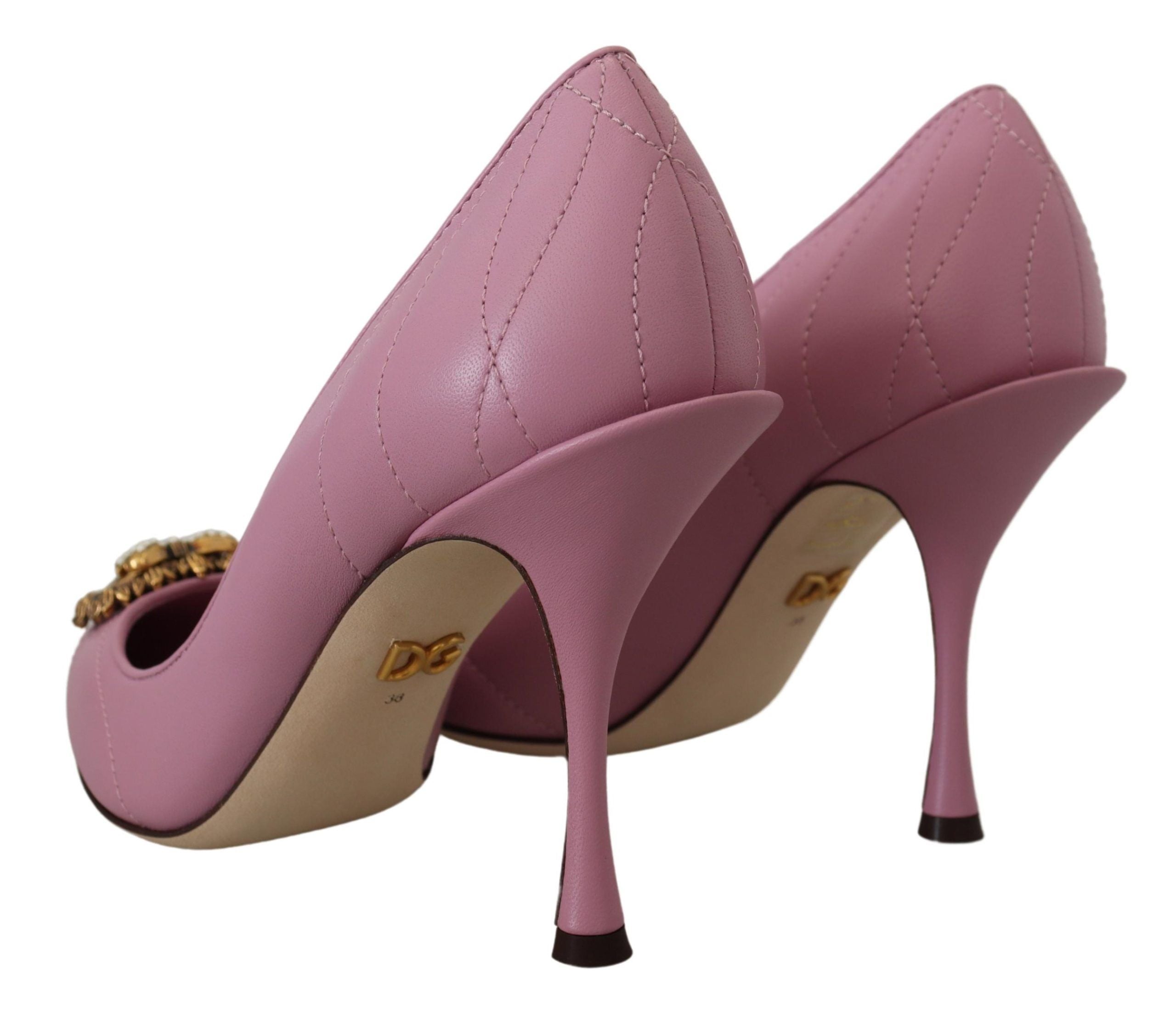 Dolce & Gabbana Pink Leather Heart DEVOTION Heels Pumps Shoes LUNESCAPE