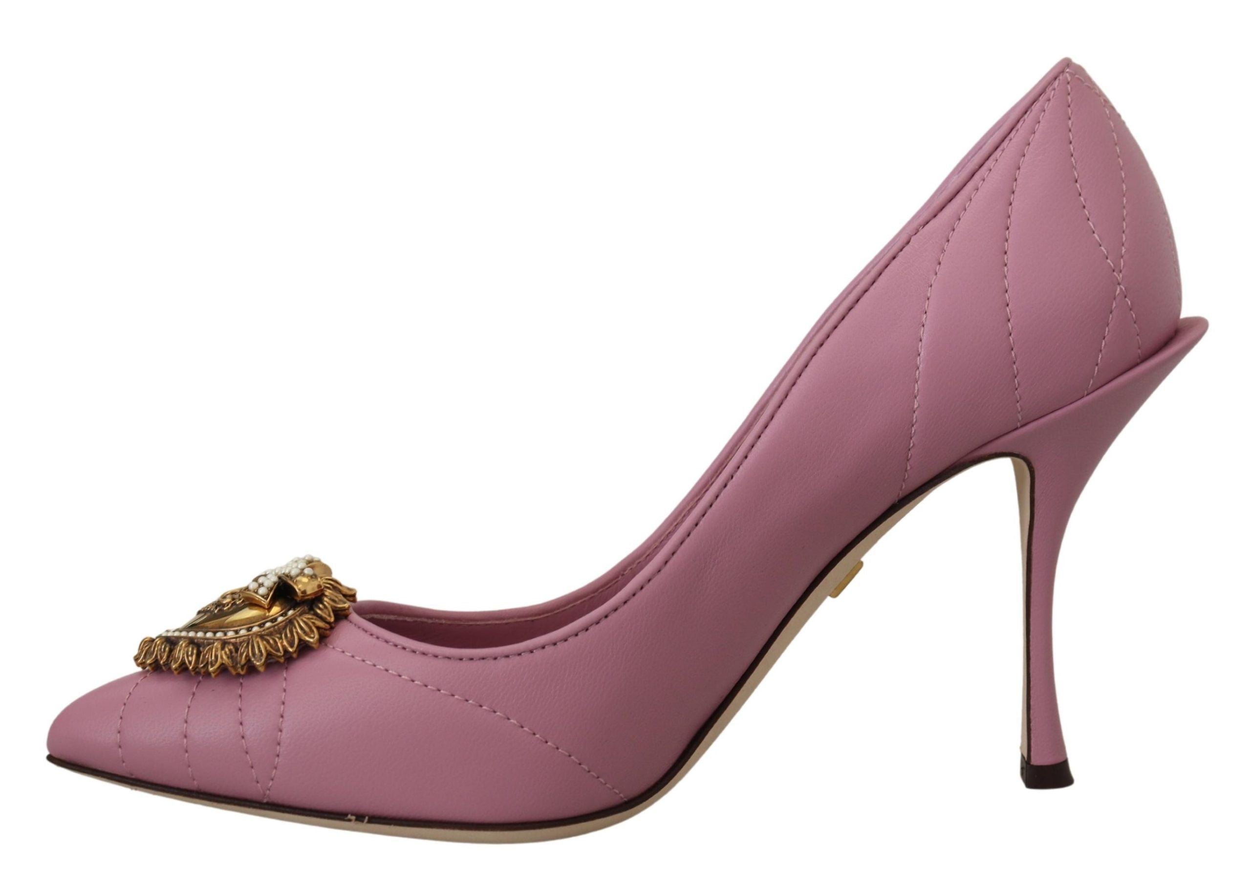 Dolce & Gabbana Pink Leather Heart DEVOTION Heels Pumps Shoes LUNESCAPE