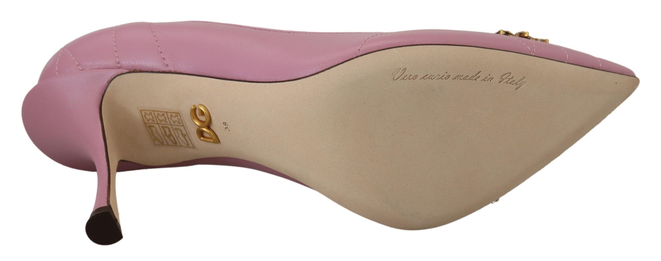 Dolce & Gabbana Pink Leather Heart DEVOTION Heels Pumps Shoes LUNESCAPE