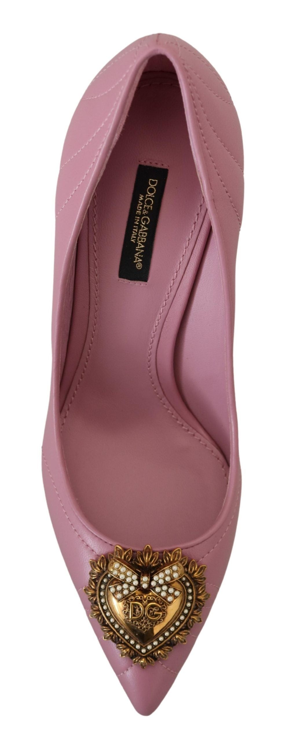 Dolce & Gabbana Pink Leather Heart DEVOTION Heels Pumps Shoes LUNESCAPE