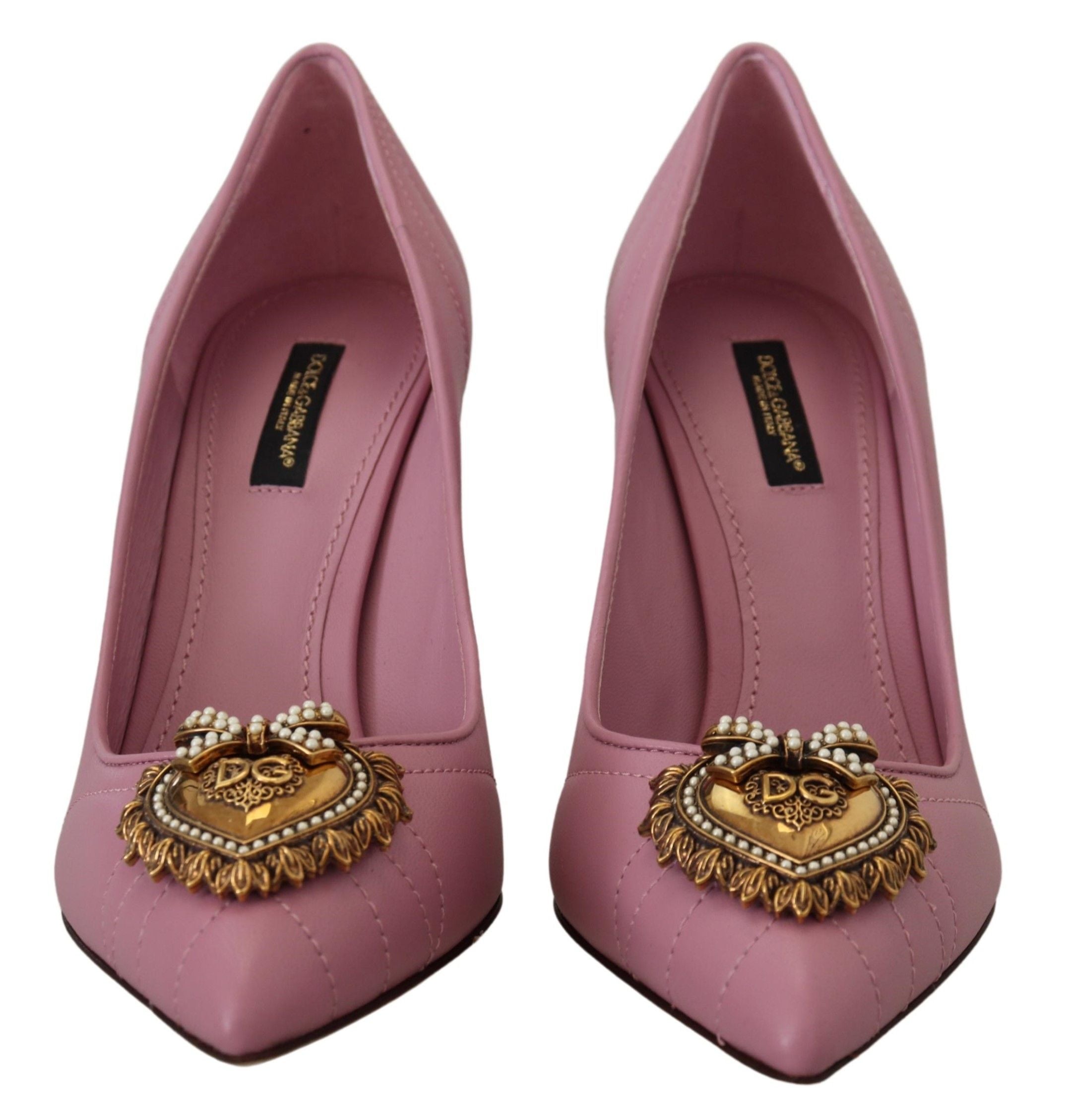 Dolce & Gabbana Pink Leather Heart DEVOTION Heels Pumps Shoes LUNESCAPE