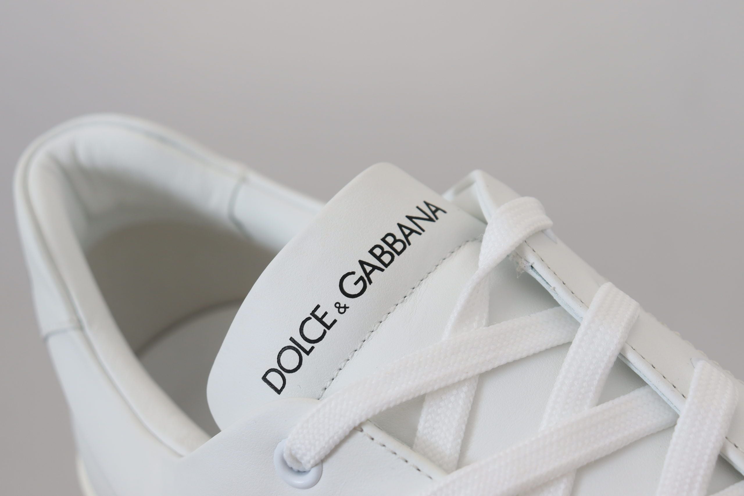 Dolce & Gabbana White Leather DG Logo Casual Sneakers Shoes LUNESCAPE