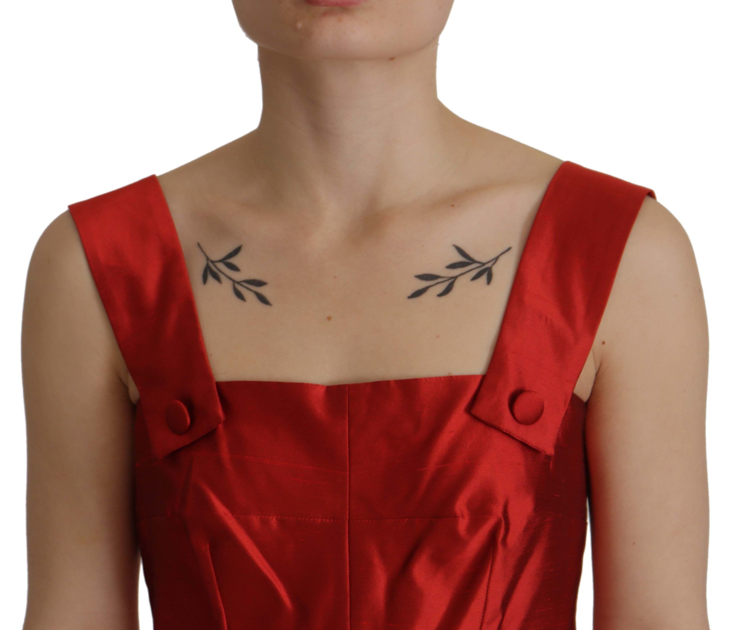 Dolce & Gabbana Radiant Red Silk A-Line Midi Dress LUNESCAPE