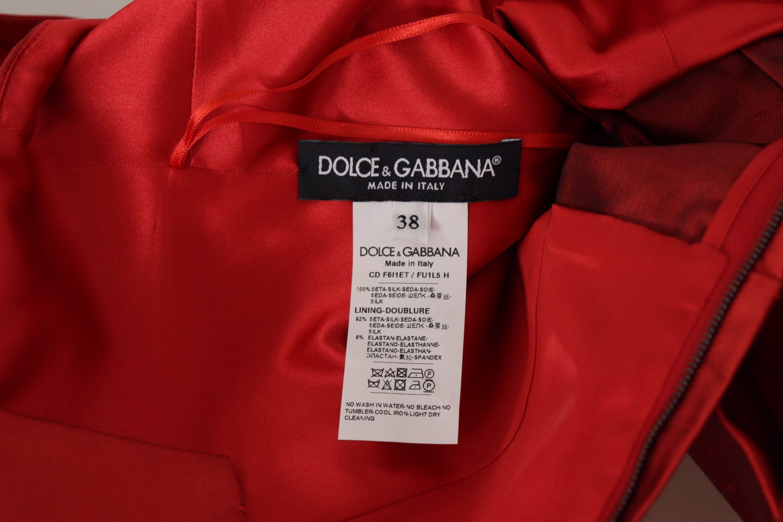 Dolce & Gabbana Radiant Red Silk A-Line Midi Dress LUNESCAPE