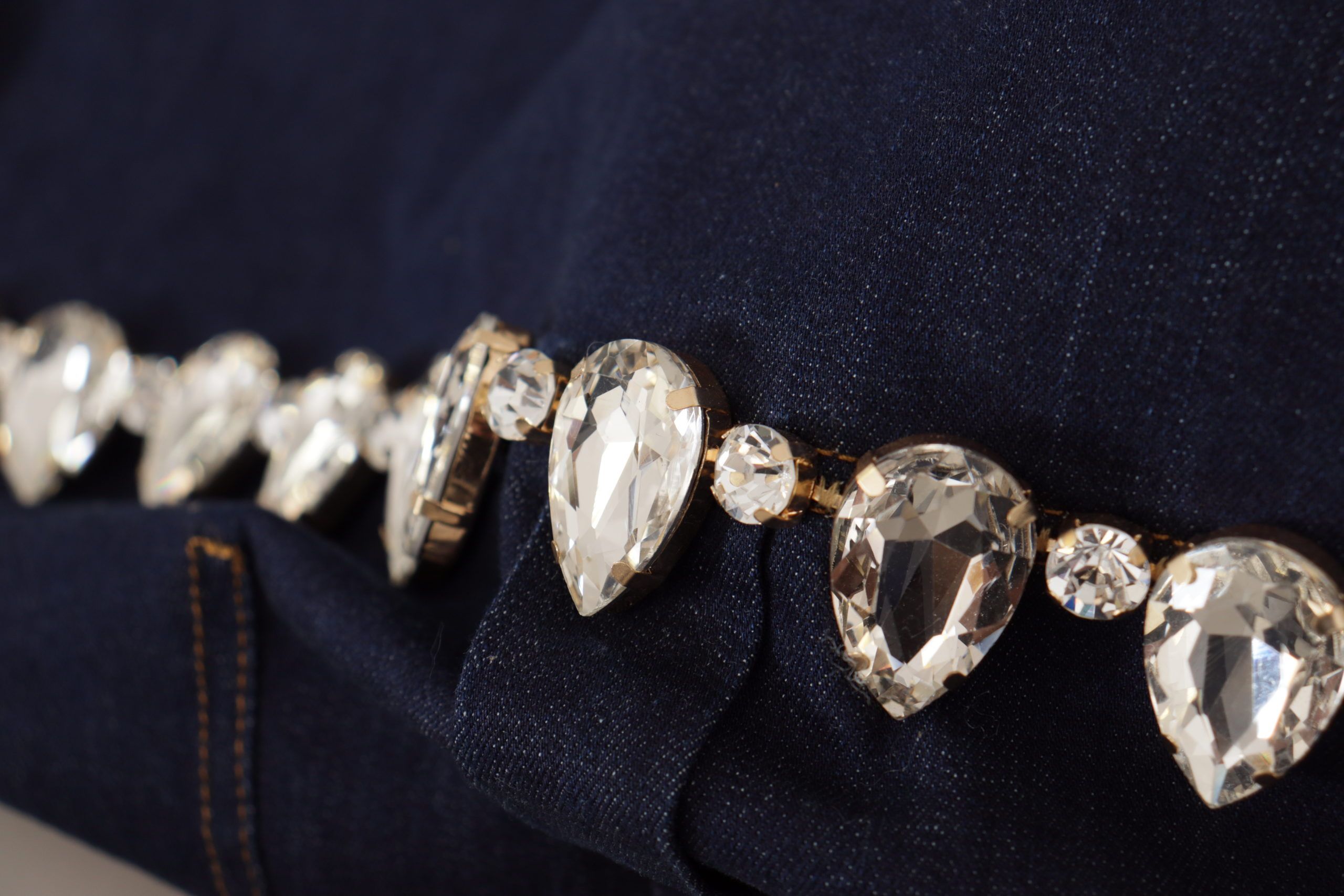 Dolce & Gabbana Blue Denim Crystal Embellish Cotton Jacket LUNESCAPE