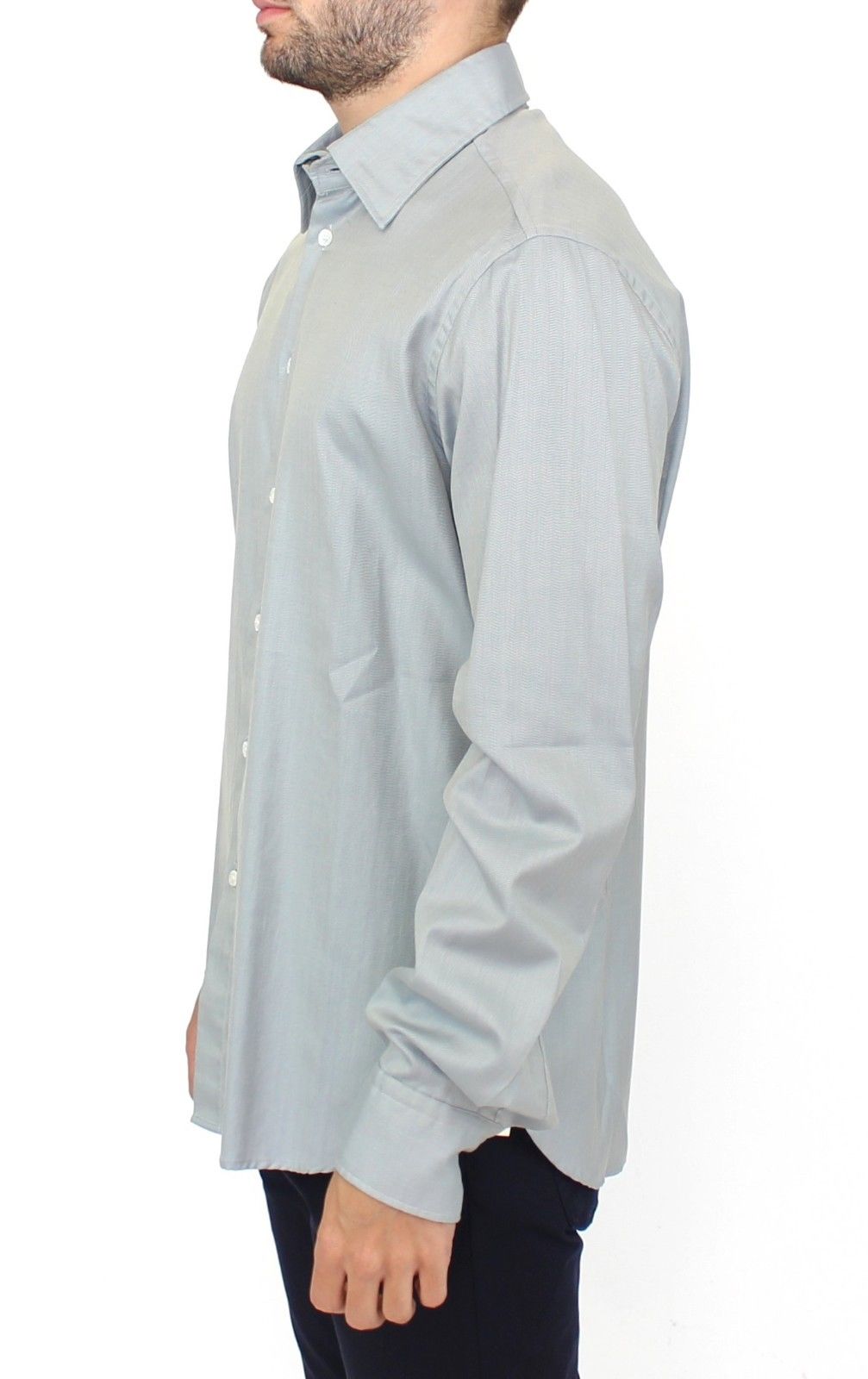 Ermanno Scervino Gray Cotton Long Sleeve Casual Shirt Top