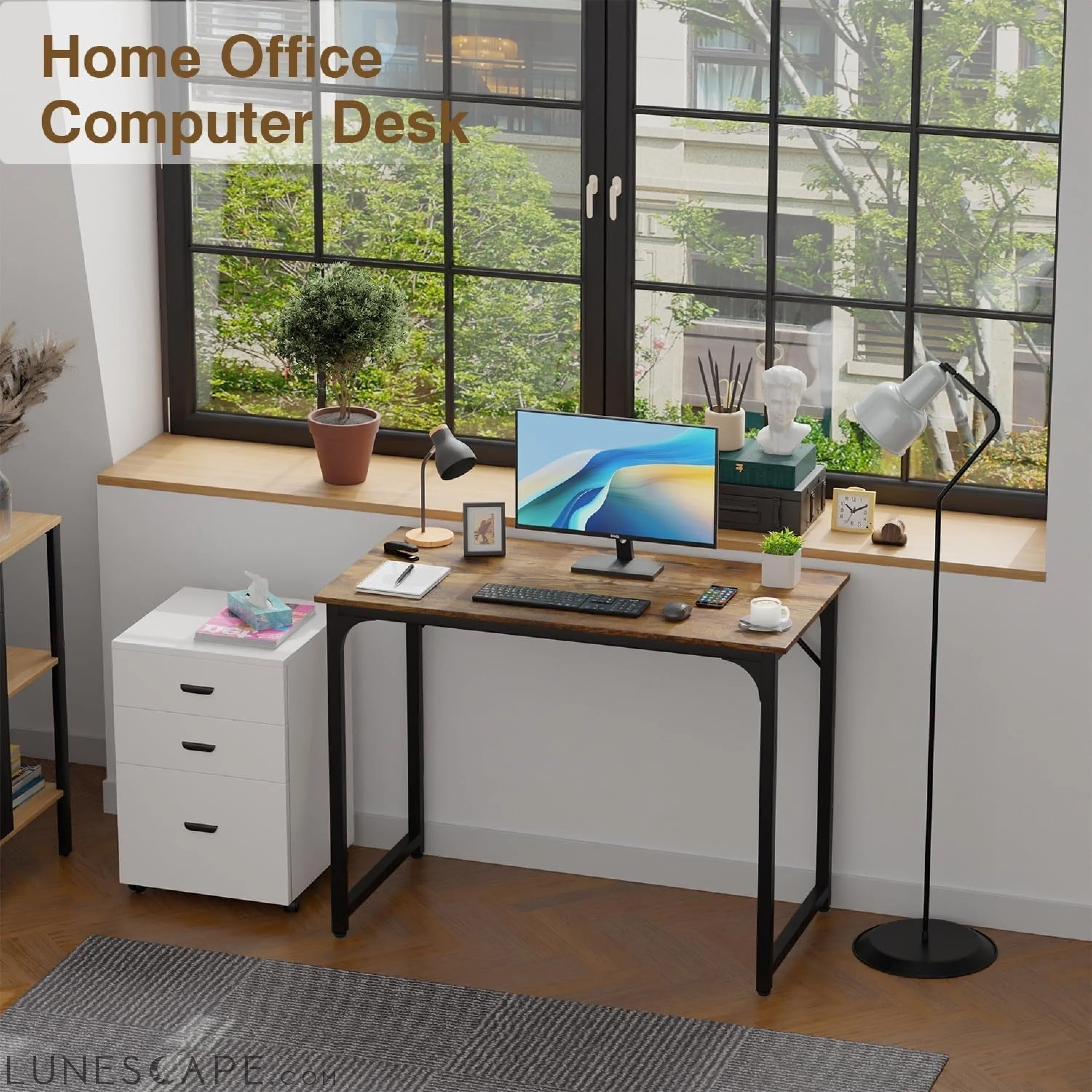39 Inches Computer Desk, Modern Simple Style Desk for Home Office, LUNESCAPE