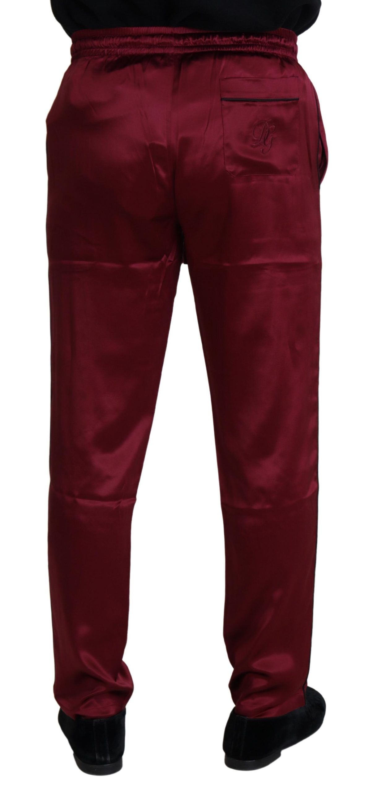 Dolce & Gabbana Bordeaux Silk DG Sleep Lounge Pants LUNESCAPE