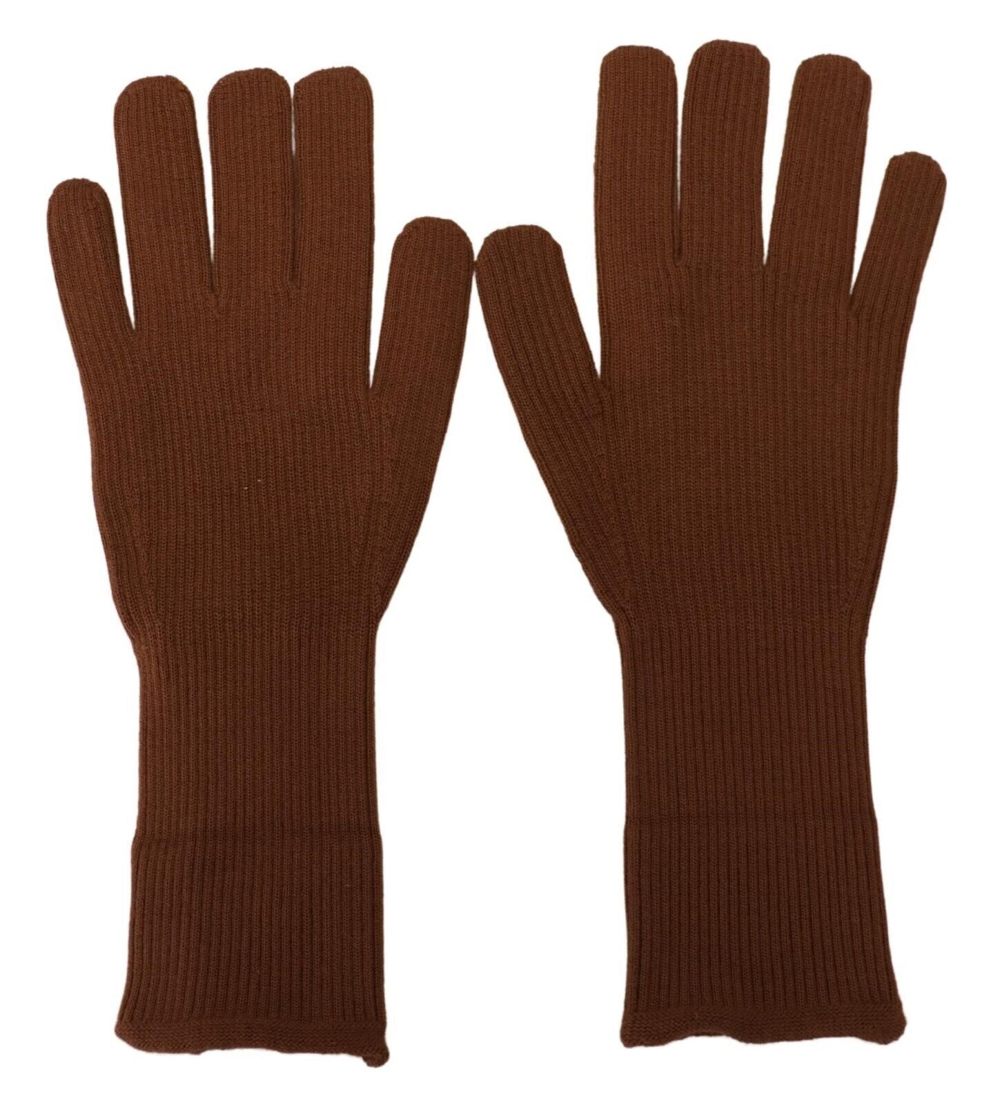 Dolce & Gabbana Brown Cashmere Knitted Hands Mitten Mens Gloves LUNESCAPE