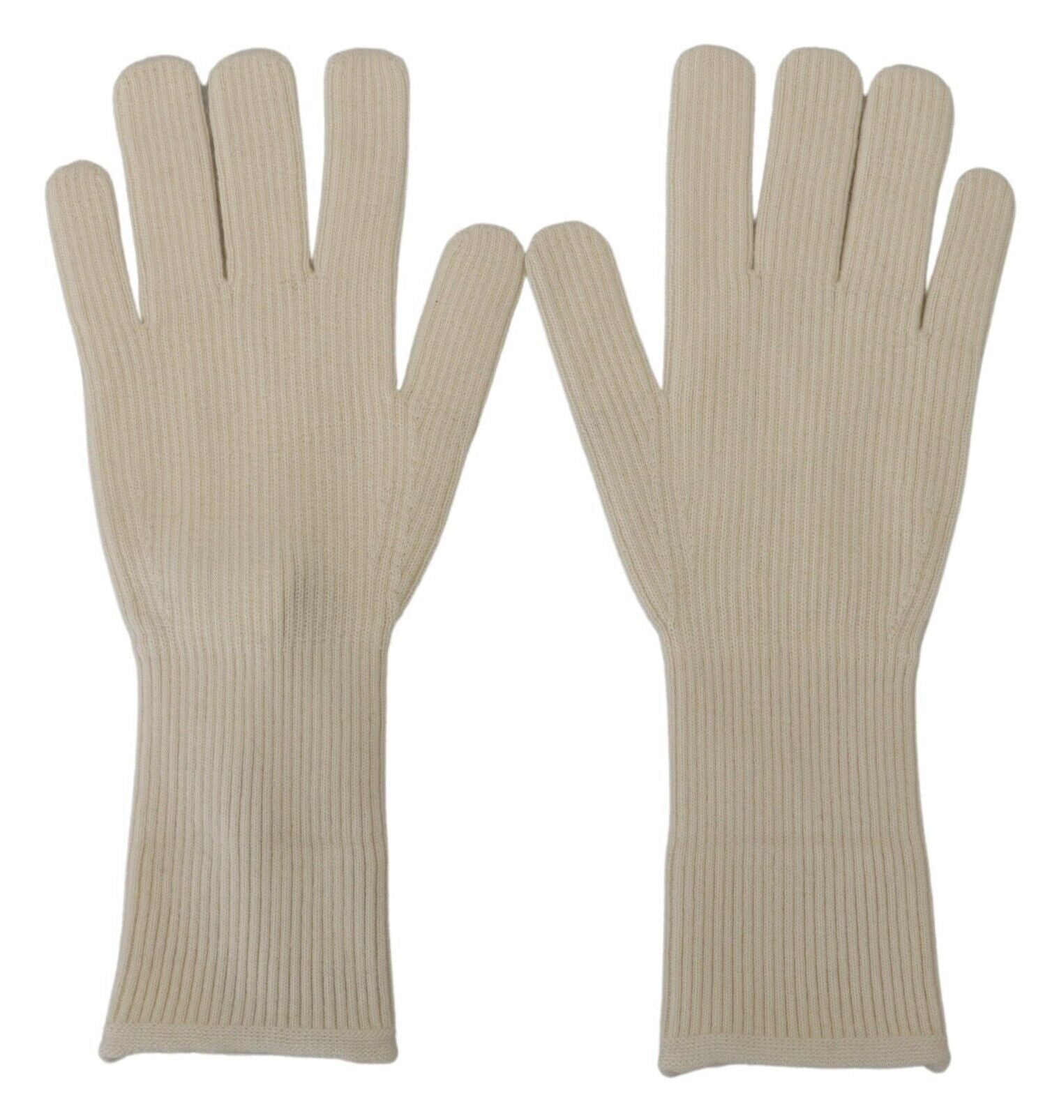 Dolce & Gabbana White Cashmere Knitted Hands Mitten Mens Gloves LUNESCAPE