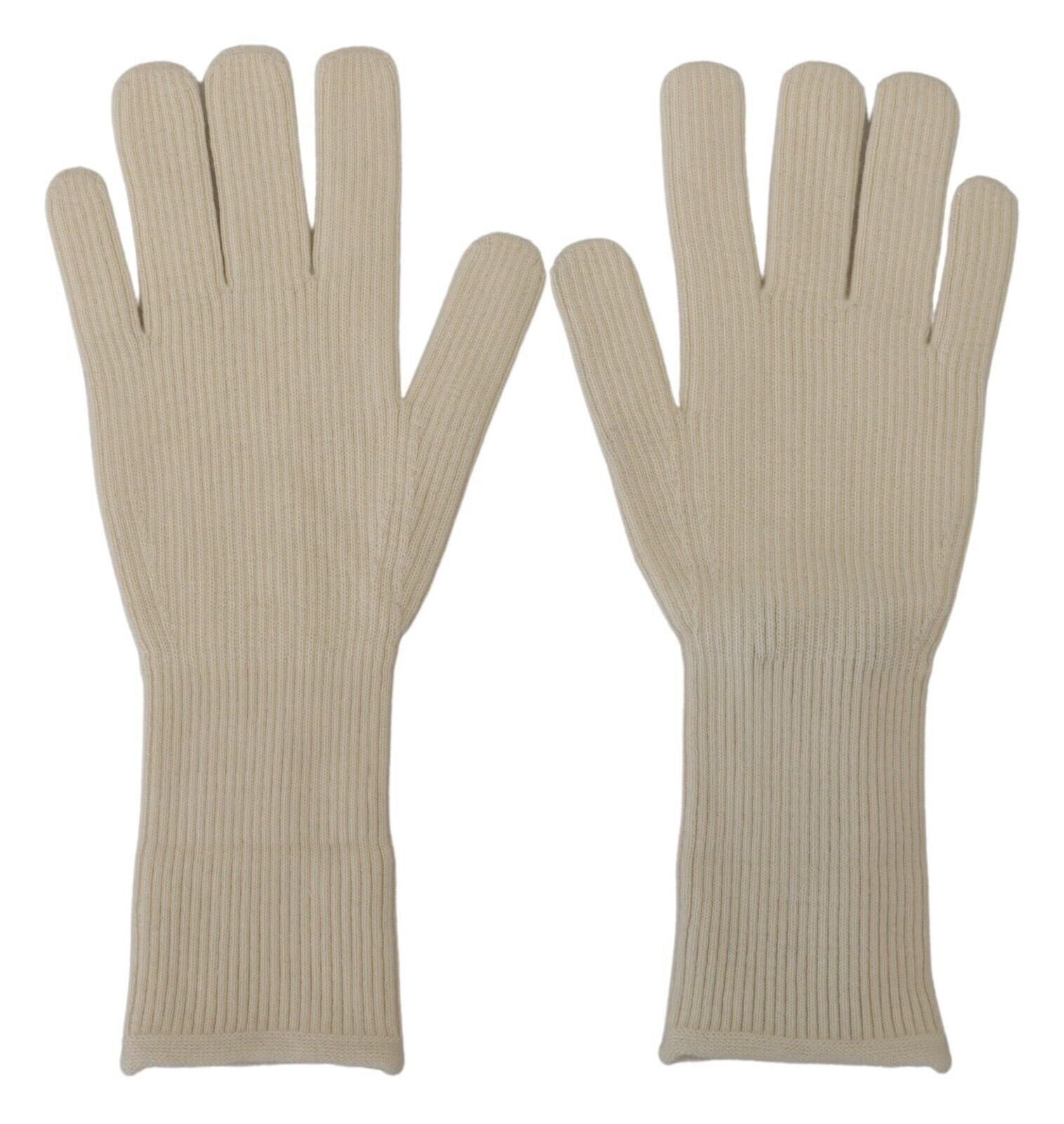 Dolce & Gabbana White Cashmere Knitted Hands Mitten Mens Gloves LUNESCAPE