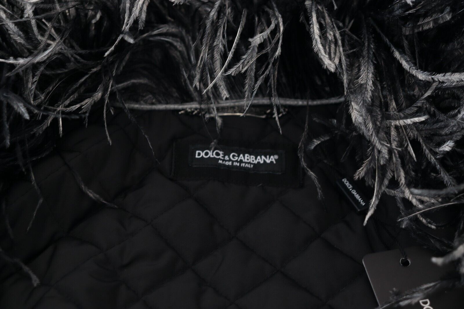 Dolce & Gabbana Black White Fur Shearling Full Zip Jacket LUNESCAPE