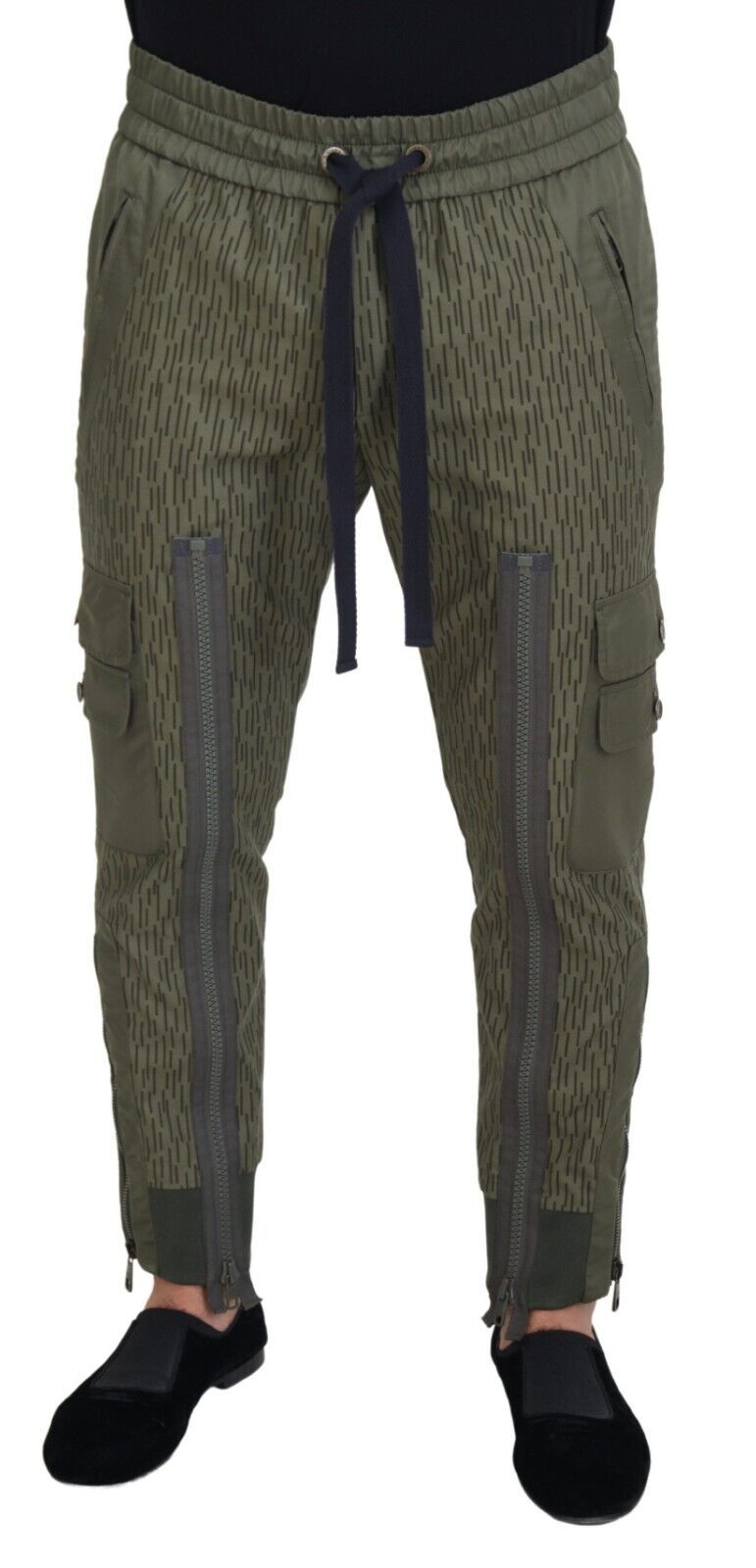 Dolce & Gabbana Green Striped Cargo Zipper Leg Men Trouser Pants LUNESCAPE