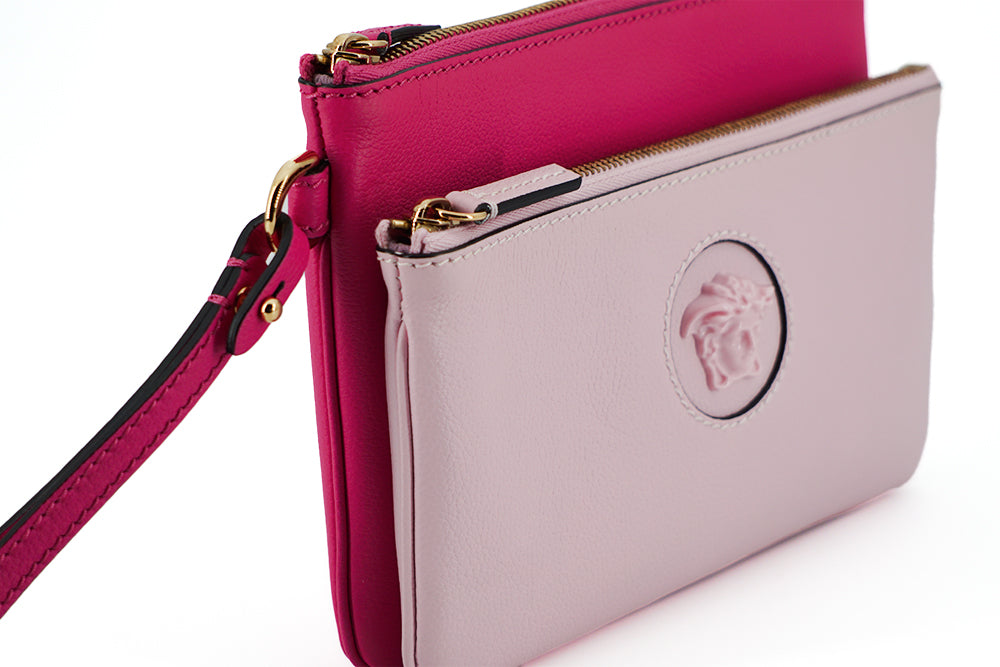 Versace Elegant Pink Leather Pouch Clutch LUNESCAPE