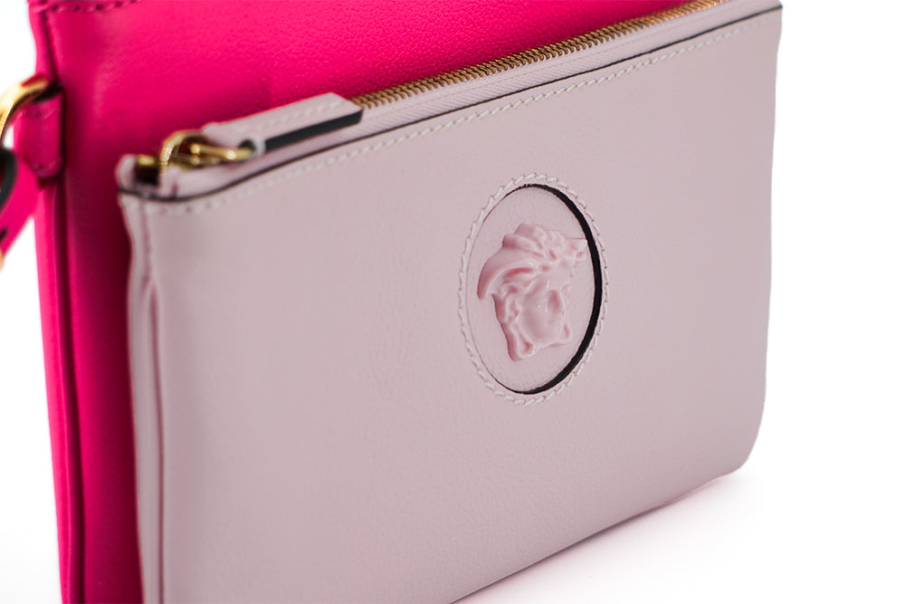 Versace Elegant Pink Leather Pouch Clutch LUNESCAPE