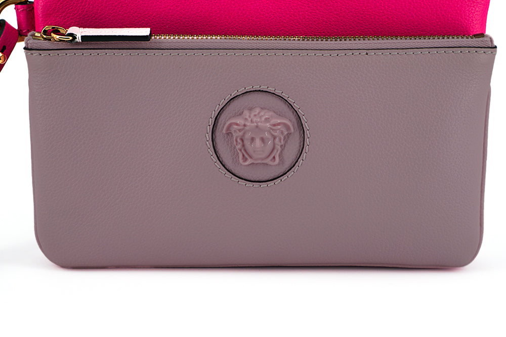 Versace Elegant Pink Leather Pouch Clutch LUNESCAPE