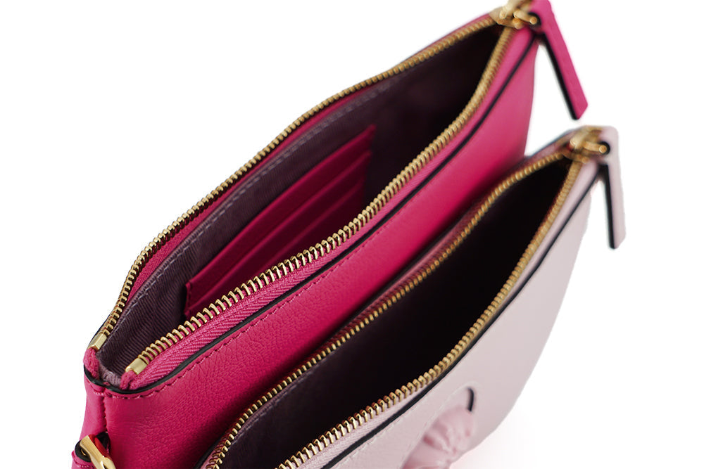 Versace Elegant Pink Leather Pouch Clutch LUNESCAPE