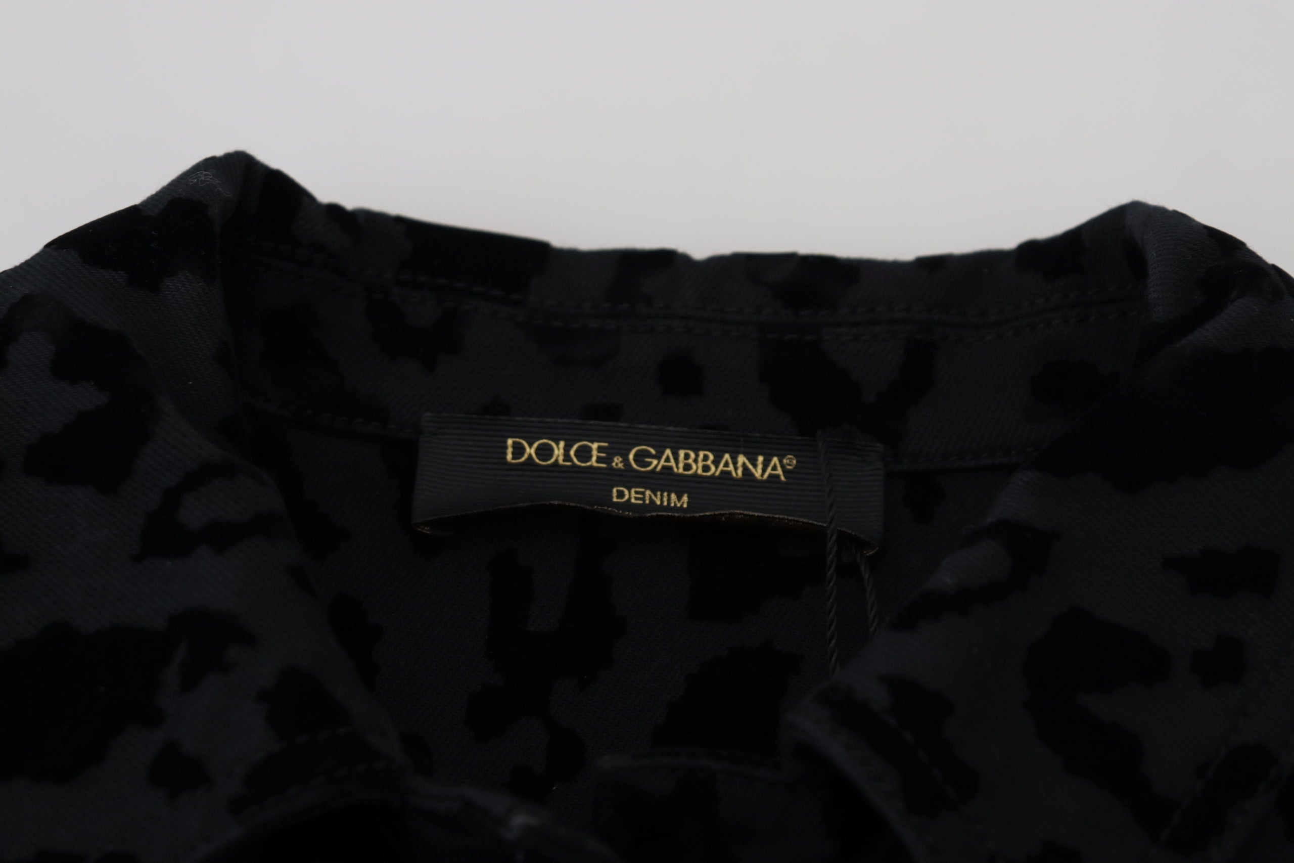 Dolce & Gabbana Black Leopard Long Sleeve Denim Cotton Jacket LUNESCAPE