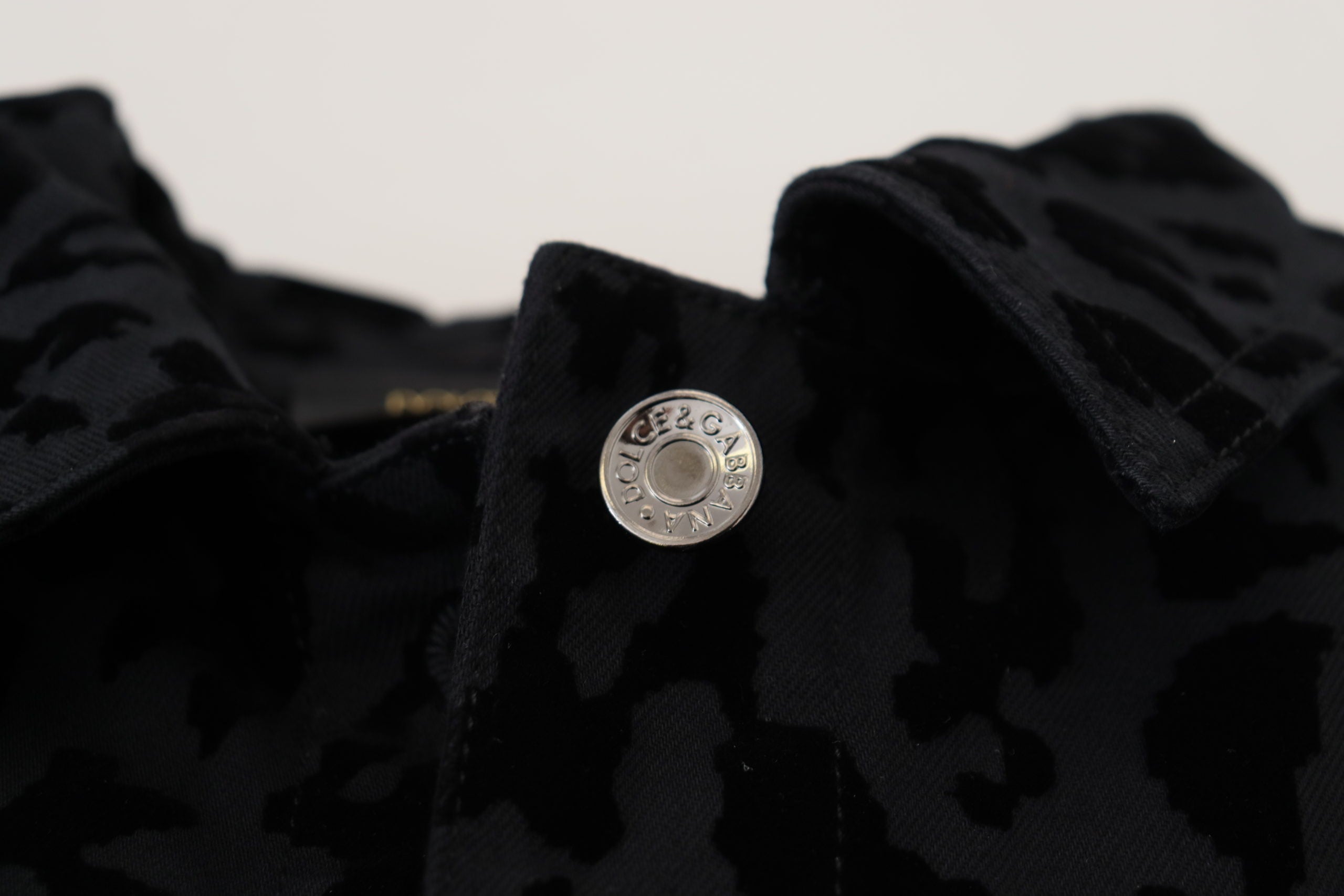Dolce & Gabbana Black Leopard Long Sleeve Denim Cotton Jacket LUNESCAPE