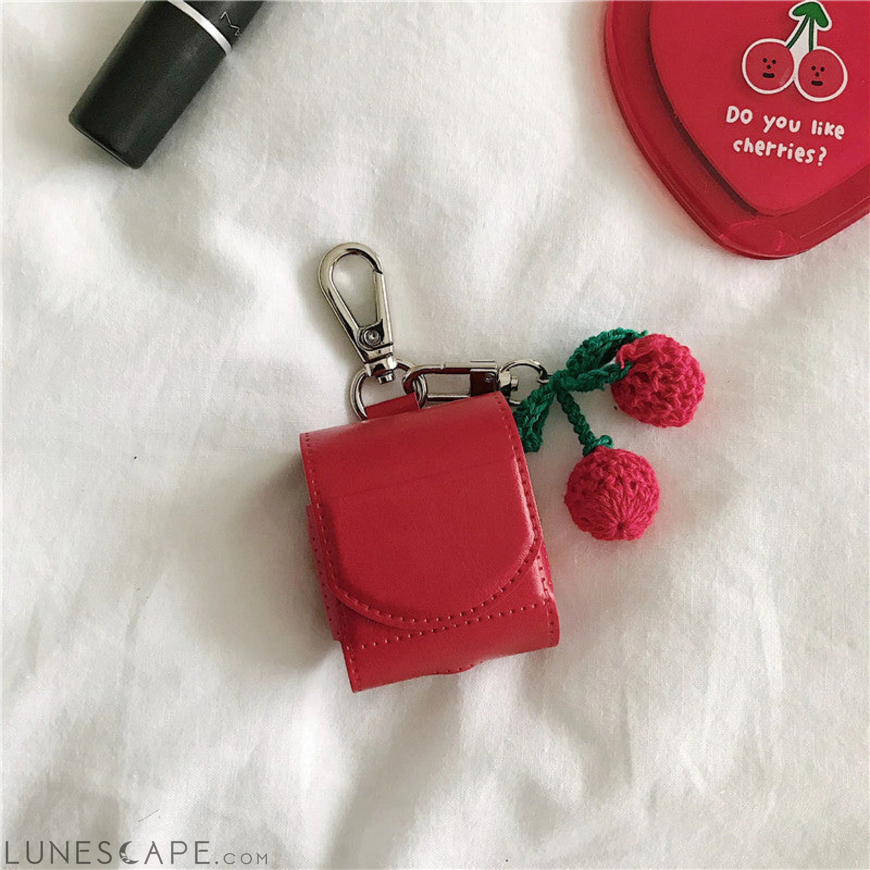 3D Cherry AirPods Case Crystal bear airpods pro case LUNESCAPE