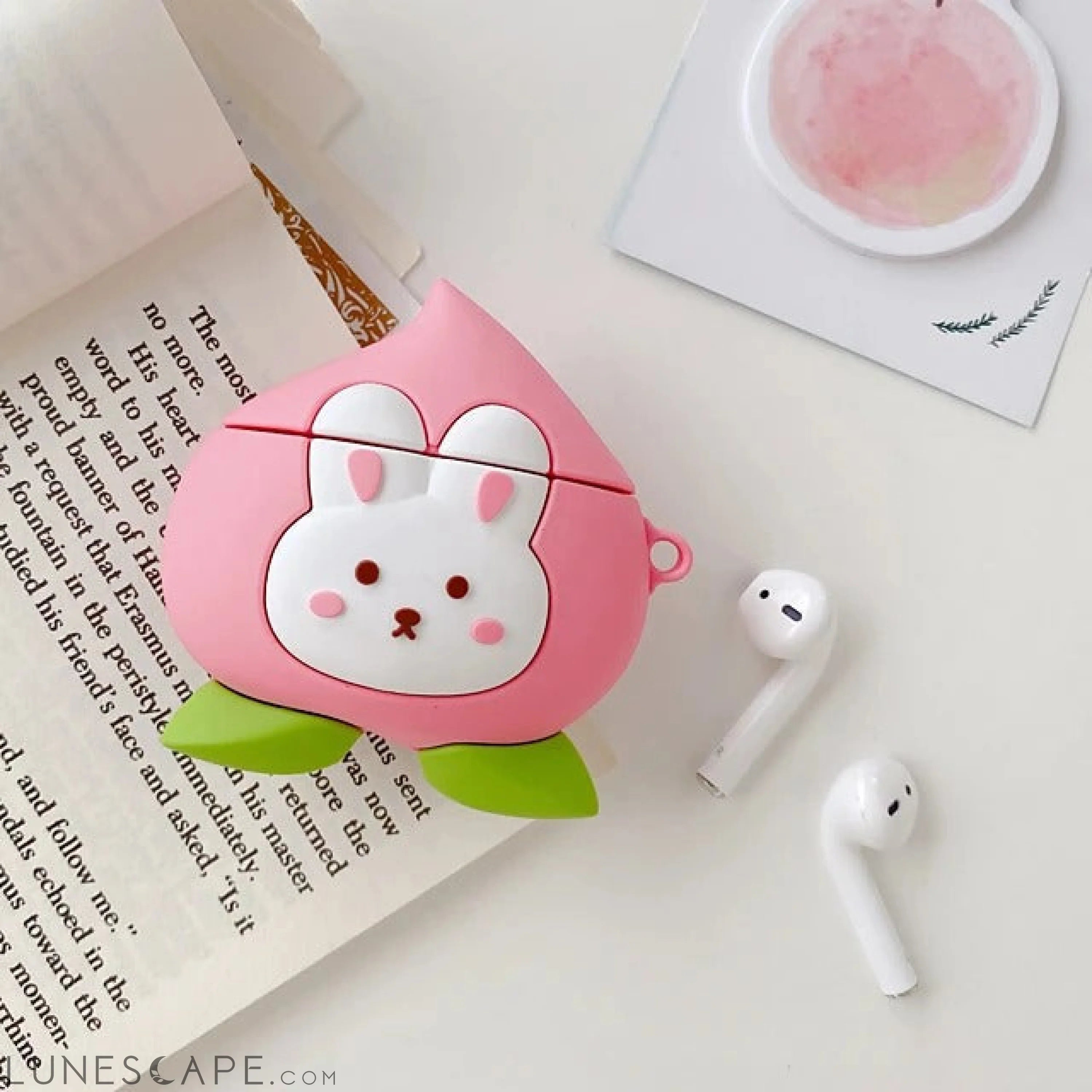 3D Peach Strawberry AirPods Cute Headphone Case Hard LUNESCAPE