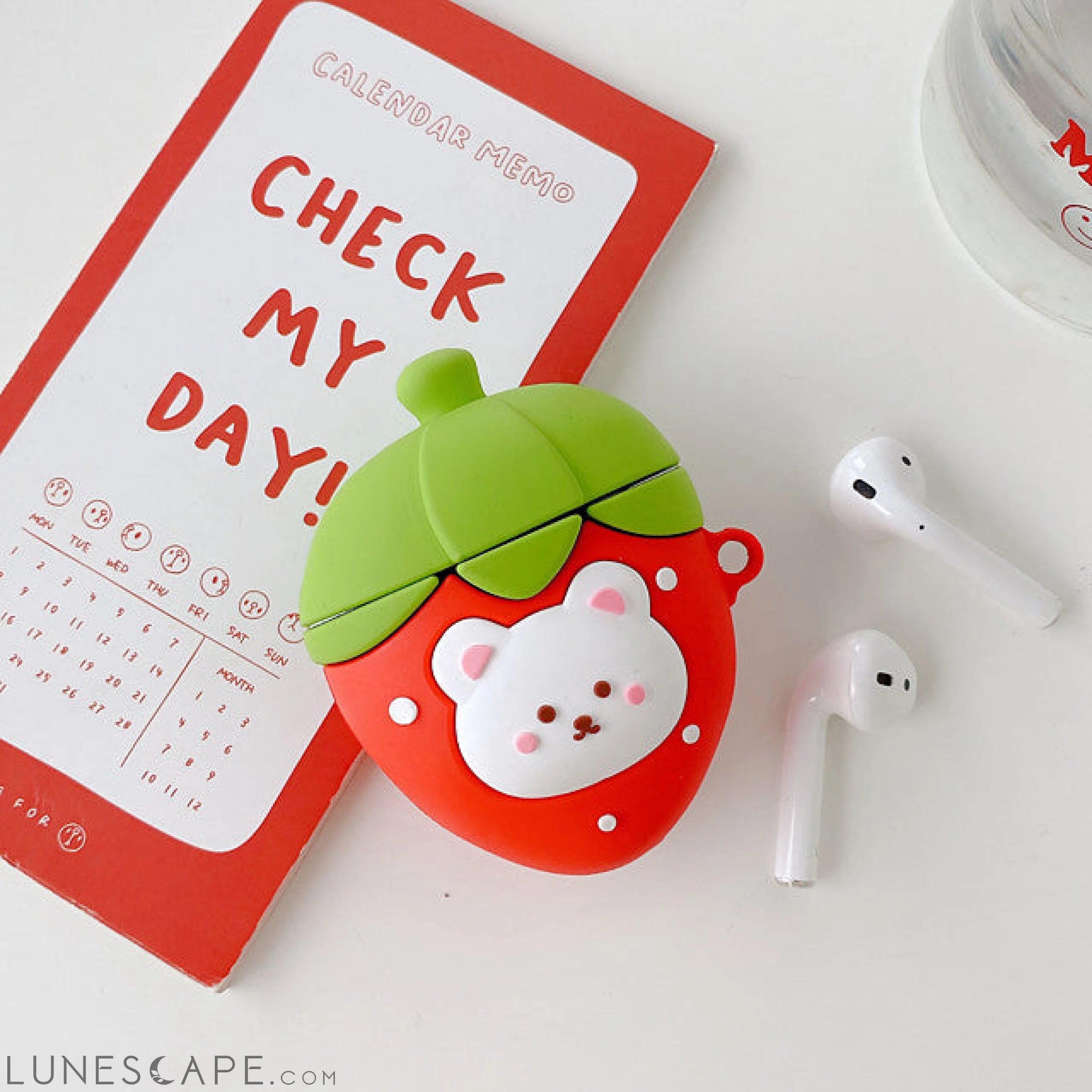 3D Peach Strawberry AirPods Cute Headphone Case Hard LUNESCAPE