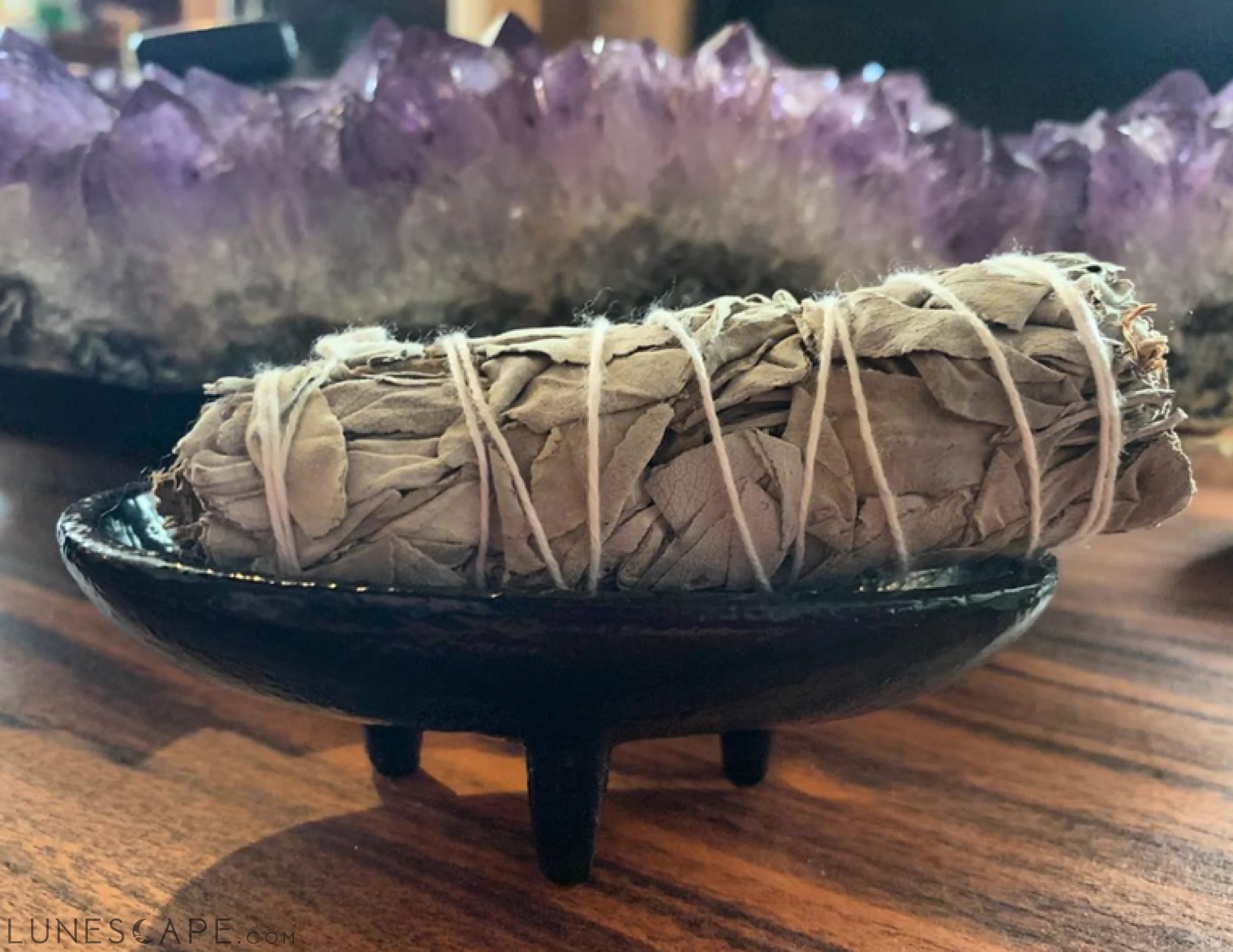 4" Cast Iron Smudge dish with Sage Bundle LUNESCAPE