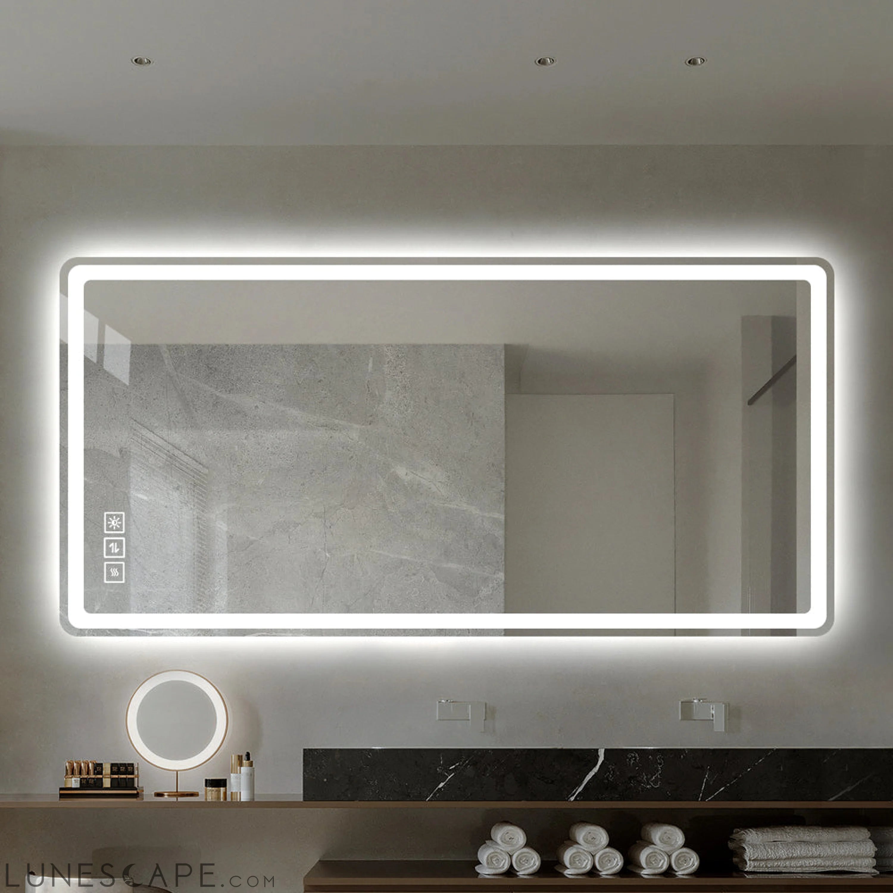 40*24 Inch LED Bathroom Mirror Vanity Mirrors with Front Lights Wall LUNESCAPE