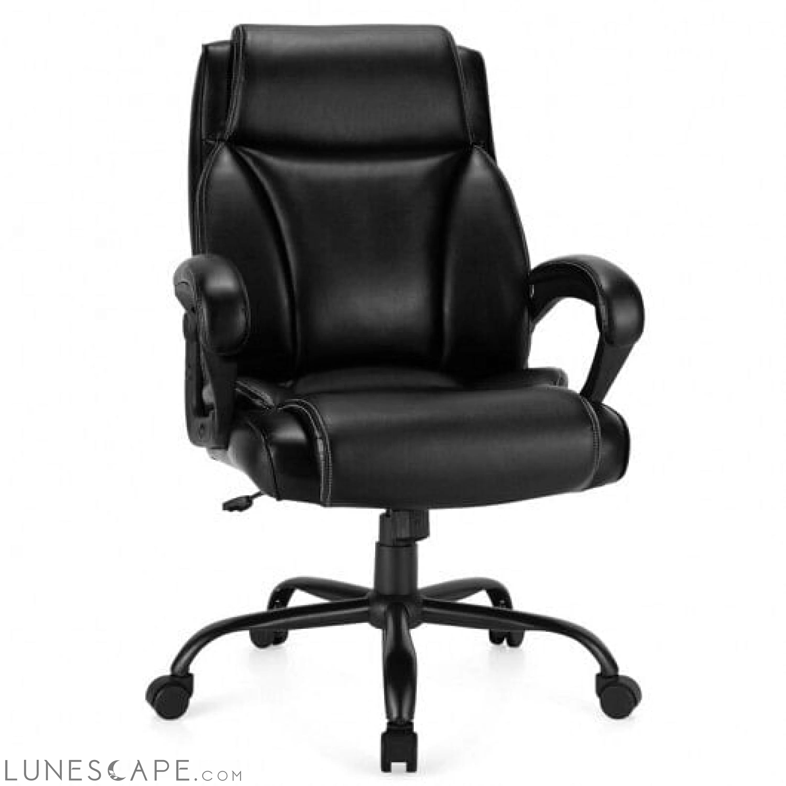 400 Pounds Big and Tall Adjustable High Back Leather Office Chair LUNESCAPE