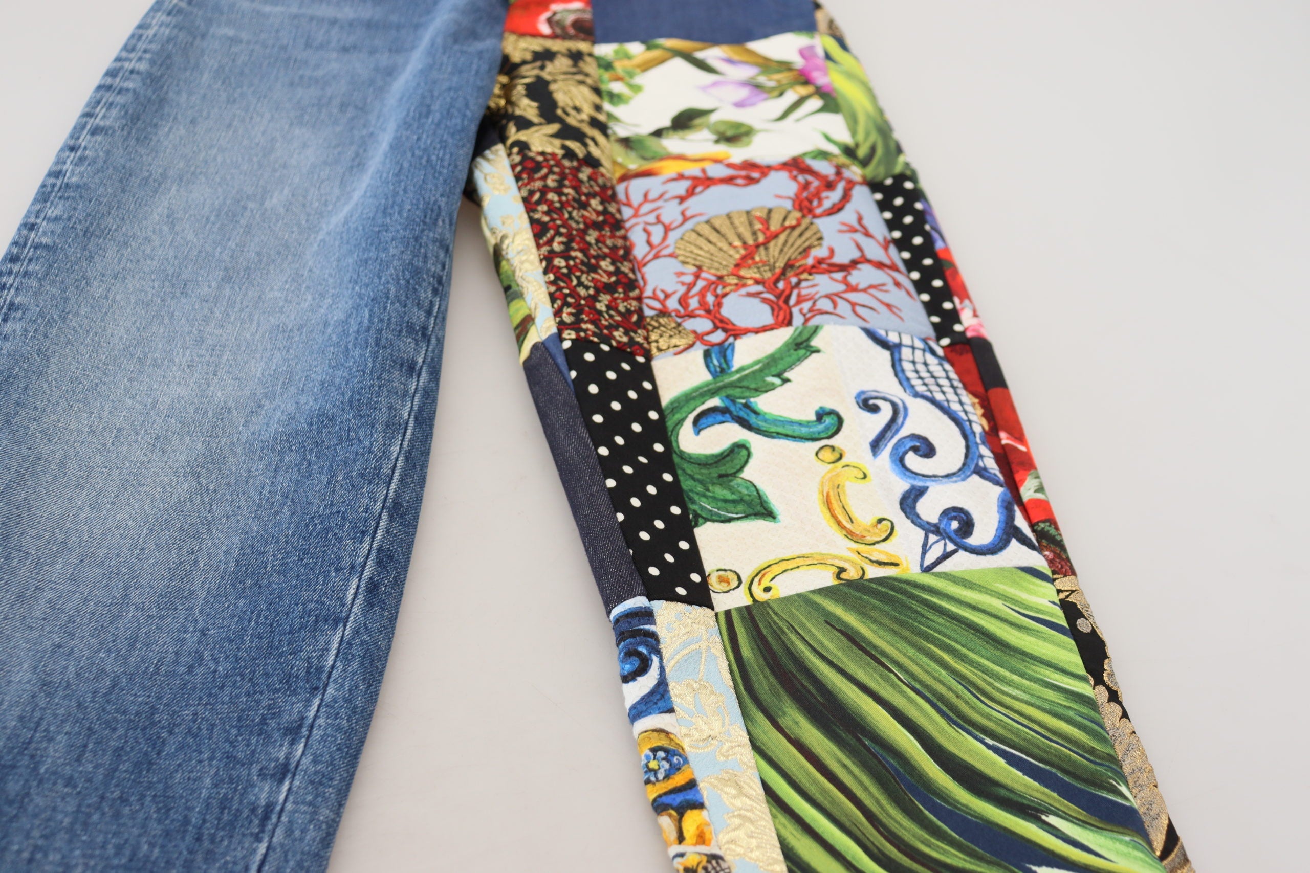 Dolce & Gabbana Blue Jacquard Majolica High Waist Jeans LUNESCAPE