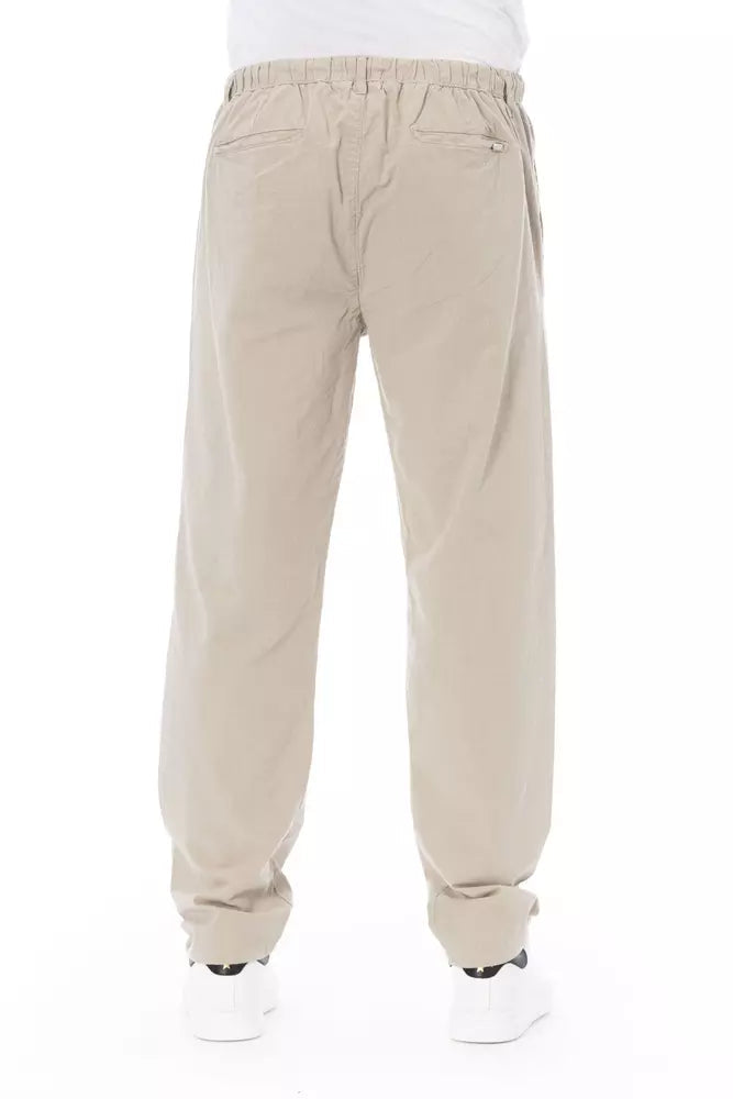 Baldinini Trend Beige Cotton Men Chino Pants LUNESCAPE