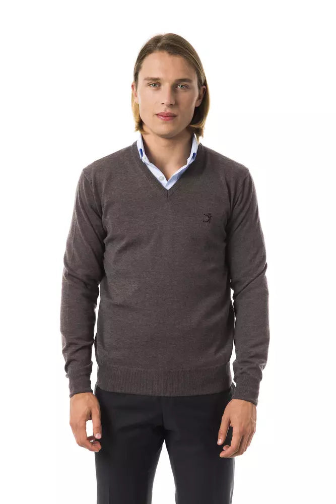 Uominitaliani Gray Merino Wool Men Sweater LUNESCAPE