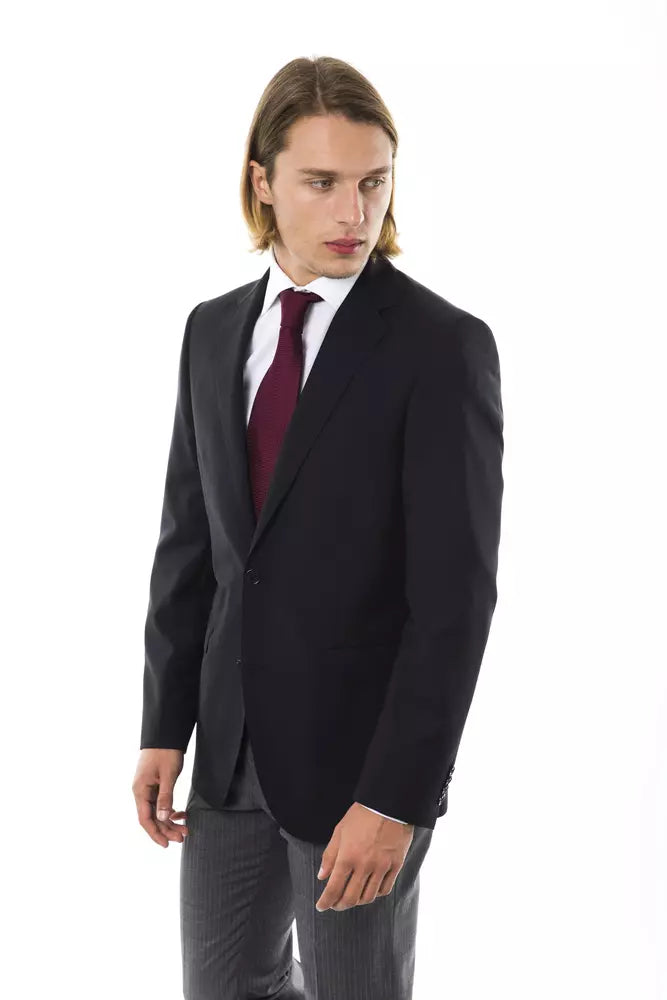 Uominitaliani Black Wool Men's Blazer LUNESCAPE
