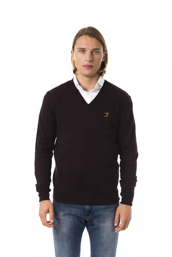 Uominitaliani Brown Merino Wool Men Sweater LUNESCAPE