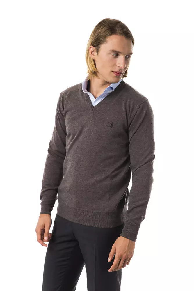 Uominitaliani Gray Merino Wool Men Sweater LUNESCAPE