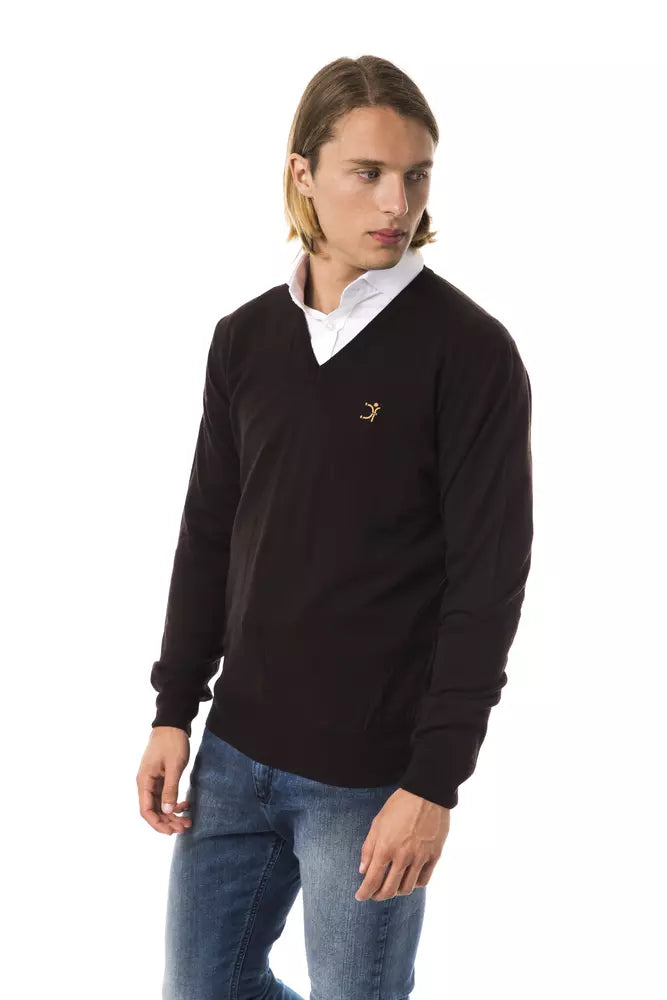 Uominitaliani Brown Merino Wool Men Sweater LUNESCAPE