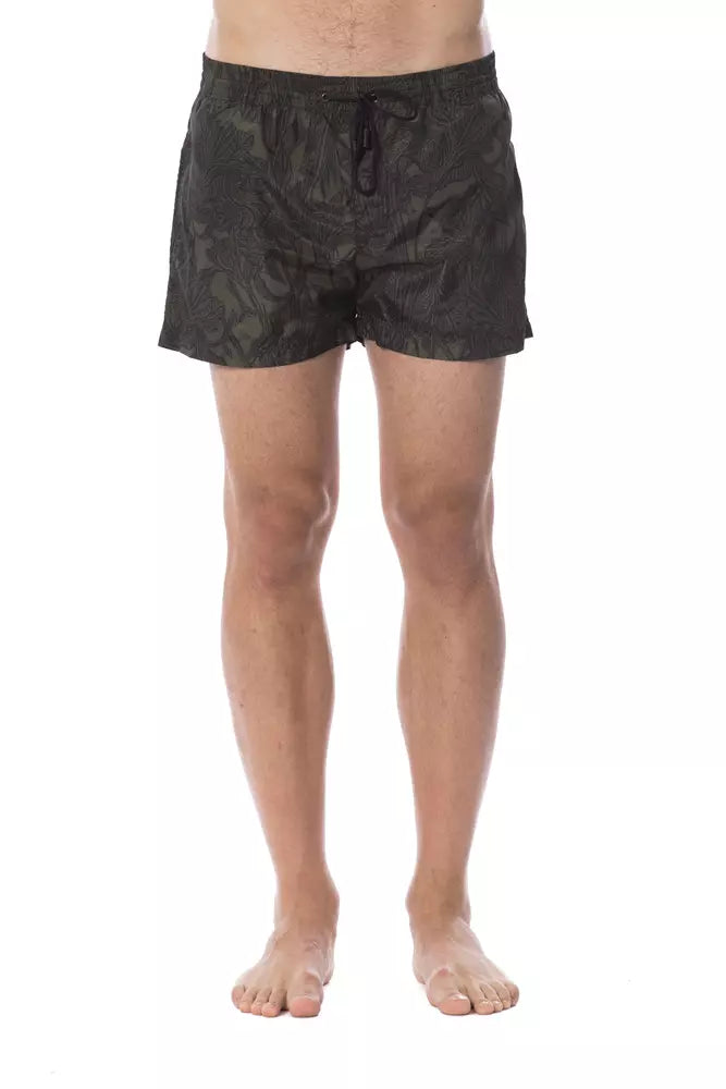 Roberto Cavalli Sport Army Polyester Men's Swim Trunk