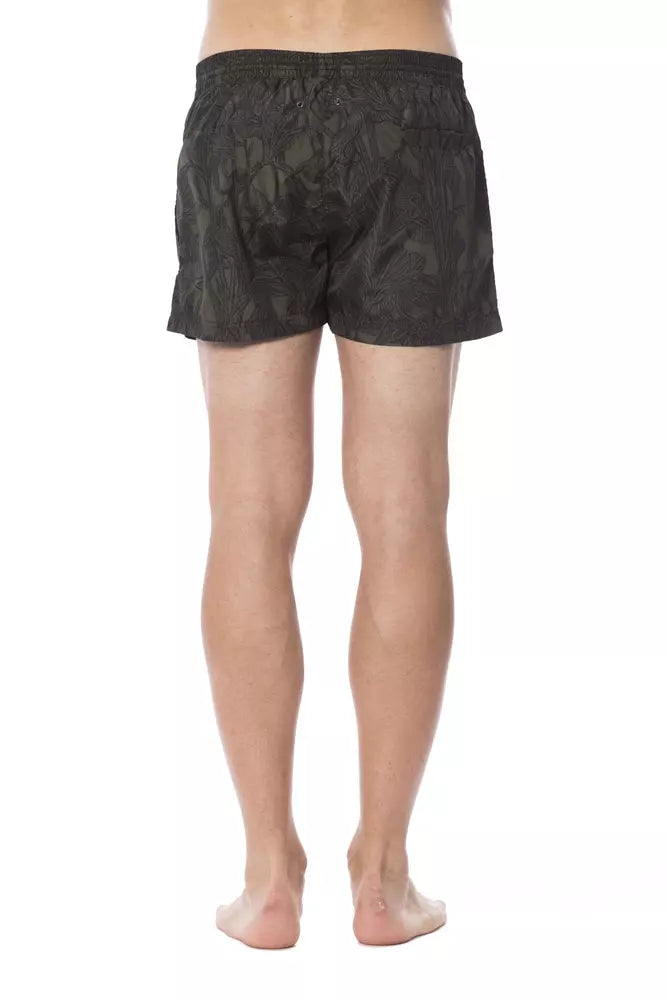 Roberto Cavalli Sport Army Polyester Men's Swim Trunk