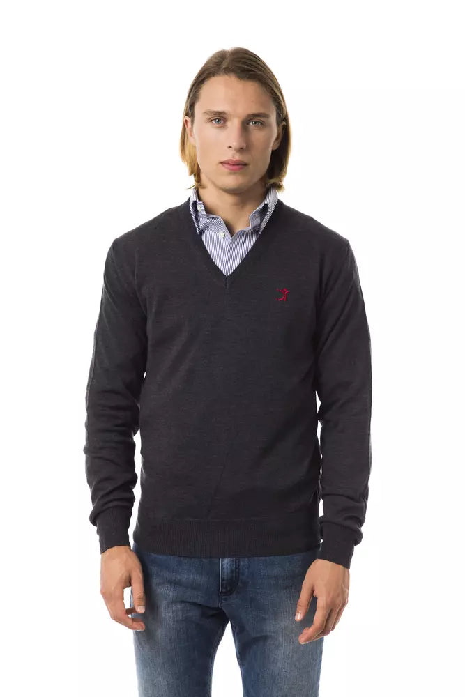 Uominitaliani Gray Merino Wool Men Sweater LUNESCAPE